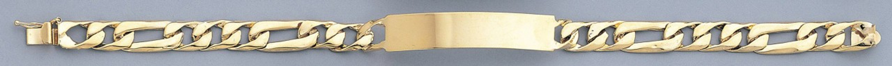 14k Gold 9mm Brushed Figaro Id Link Bracelet 9 Inches 14k Gold 9mm Brushed Figaro Id Link Bracelet 9 Inches