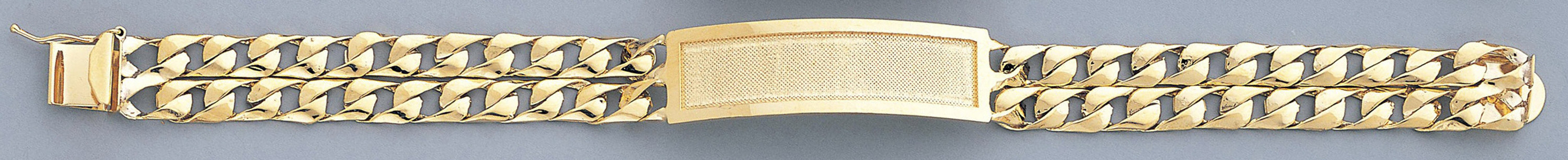 14k Yellow Gold 12mm Two Handmade Id Link Bracelet 8 Inches 14k Yellow Gold 12mm Two Handmade Id Link Bracelet 8 Inches