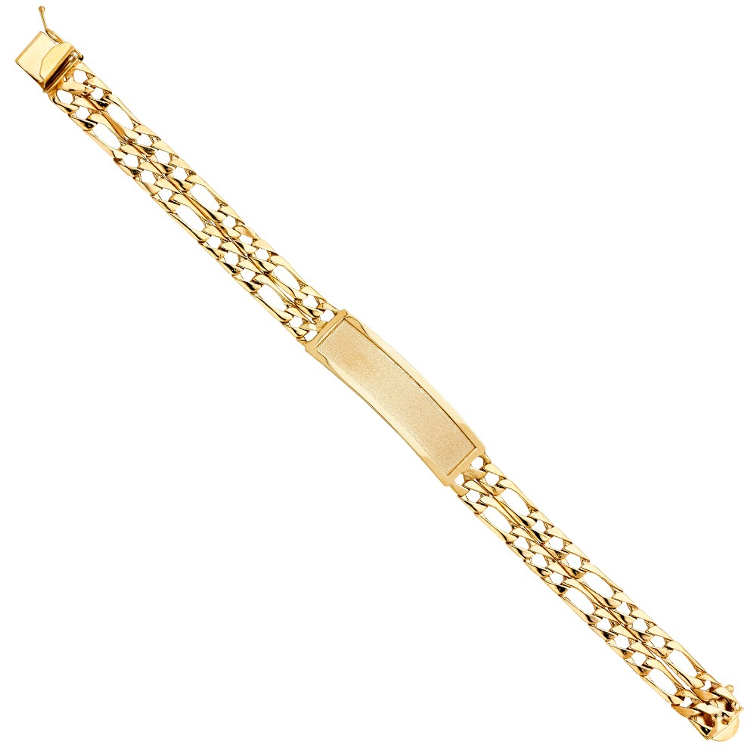 14k Yellow Gold 12mm Two Line Figaro Id Link Bracelet 8 Inches 14k Yellow Gold 12mm Two Line Figaro Id Link Bracelet 8 Inches