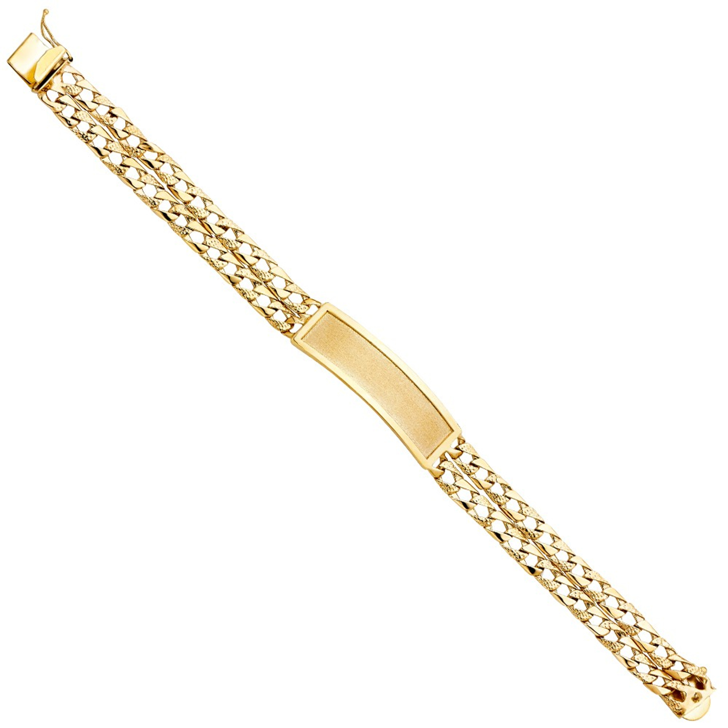 14k Gold 12mm Two Line Id Link Bracelet 8 Inches 14k Gold 12mm Two Line Id Link Bracelet 8 Inches