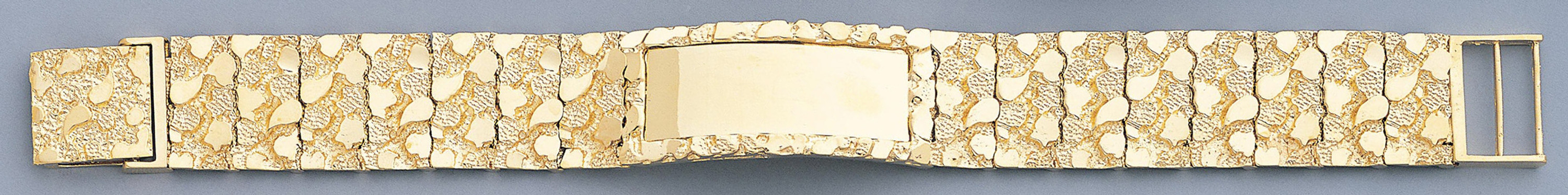14k Gold 20mm Nugget Id Bracelet 8 Inches 14k Gold 20mm Nugget Id Bracelet 8 Inches