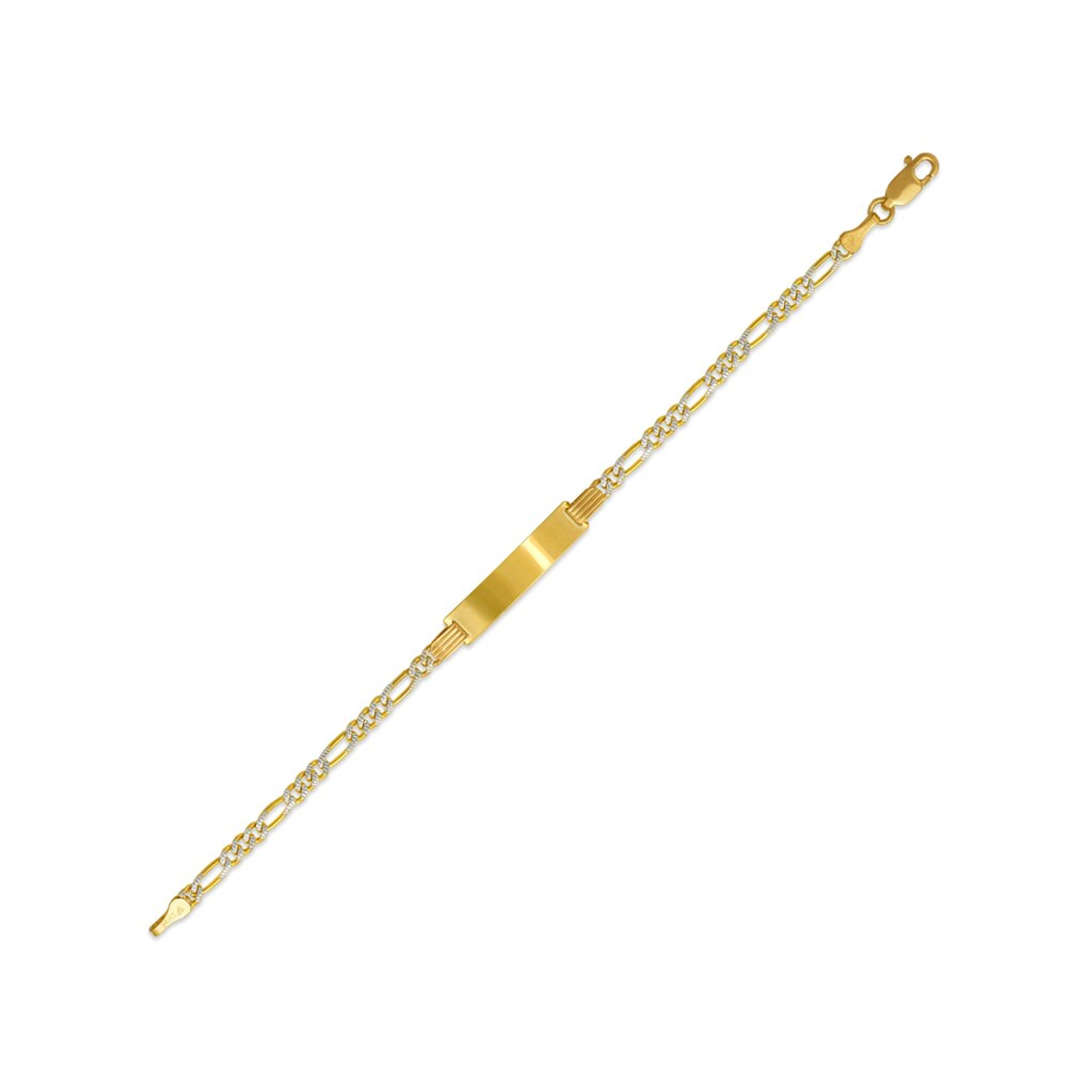 14k Gold 3.1mm Children's Italian White Pave Id Bracelet 6" 14k Gold 3.1mm Children's Italian White Pave Id Bracelet 6"