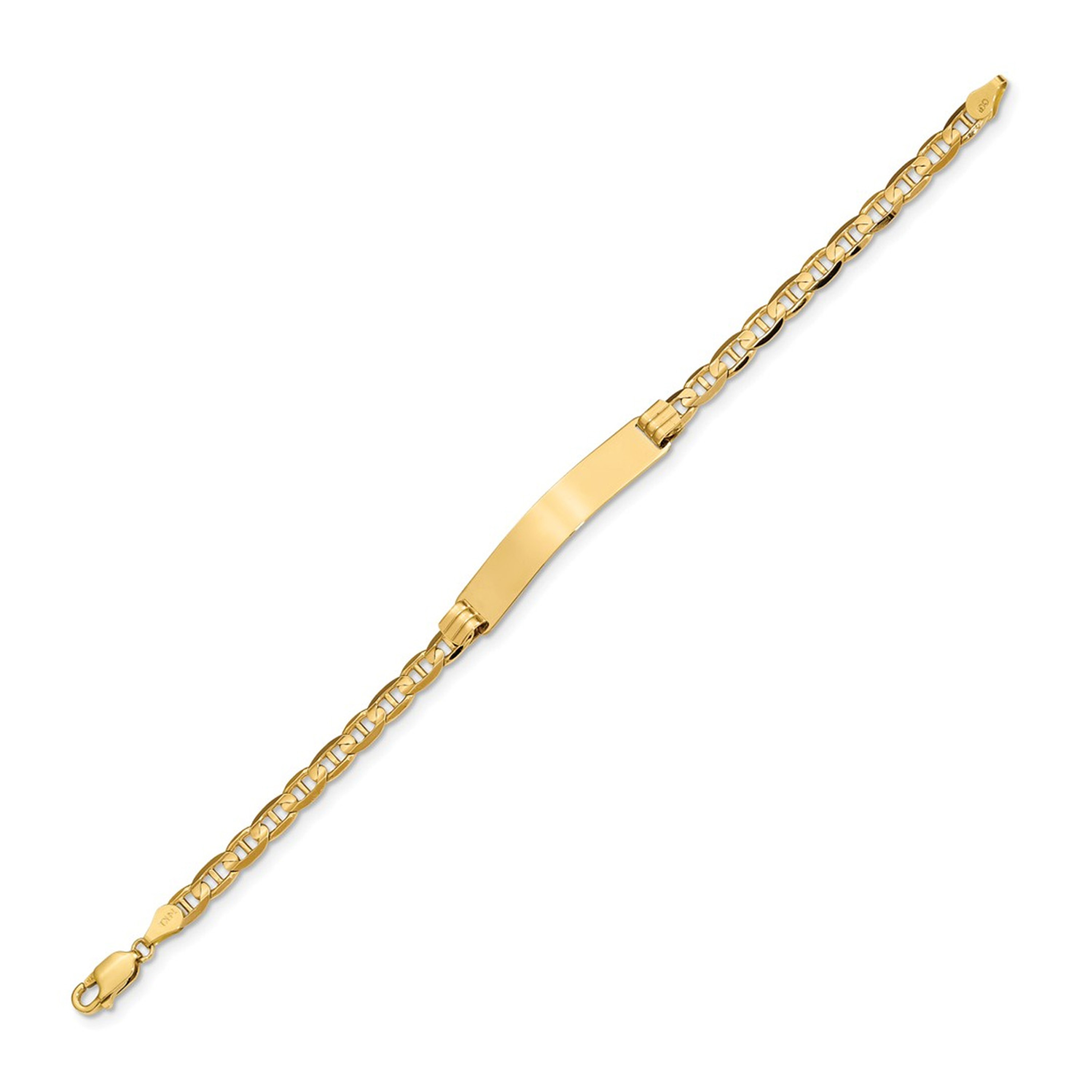 14k Gold 7mm Mariner Italian Id Bracelet 8 Inches 14k Gold 7mm Mariner Italian Id Bracelet 8 Inches