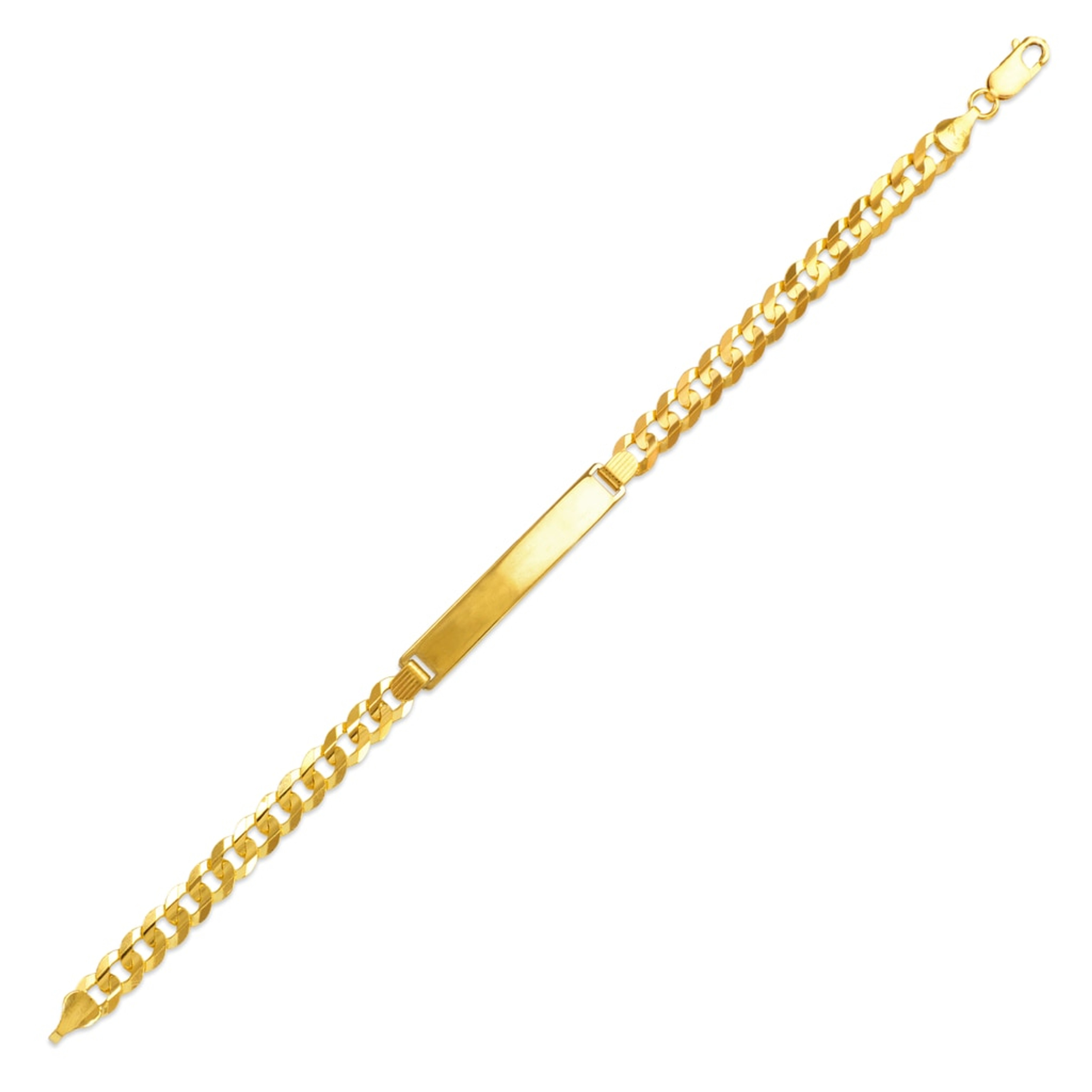 14k Gold 7mm Curb Italian Id Bracelet 7 Inches 14k Gold 7mm Curb Italian Id Bracelet 7 Inches