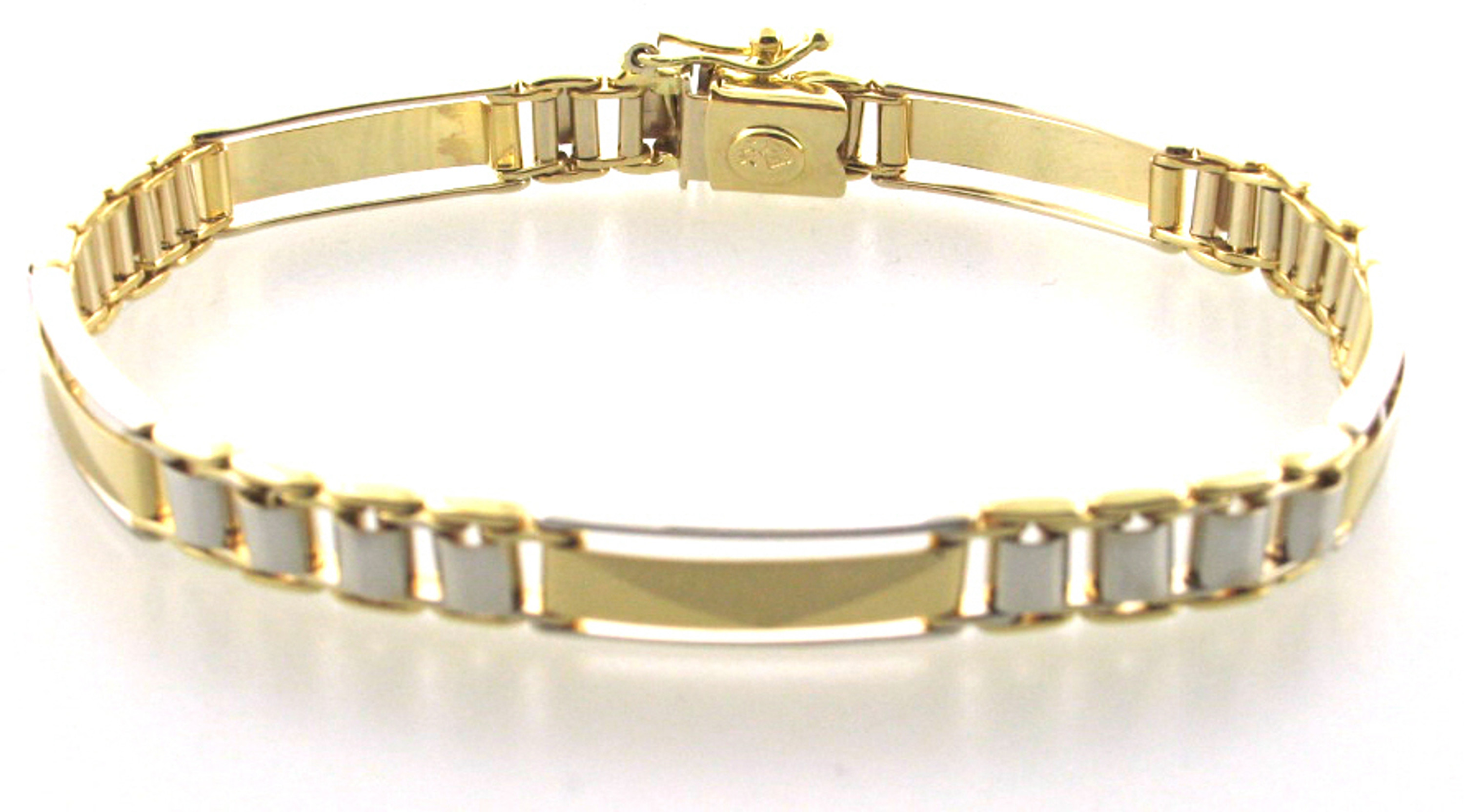 14k Yellow and White Gold Mens 8mm Fancy Link Bracelet 14k Yellow and White Gold Mens 8mm Fancy Link Bracelet