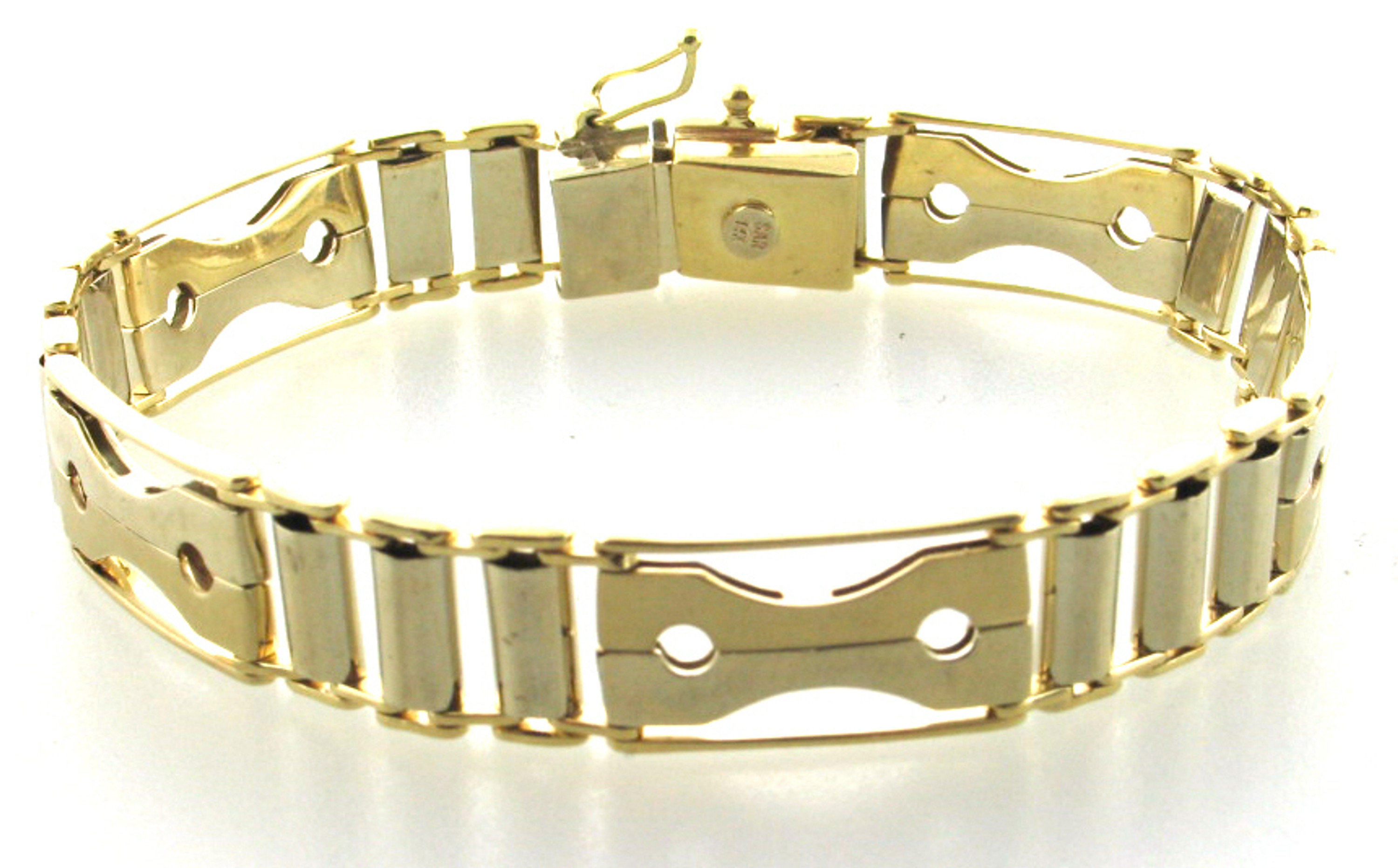 14k Gold Mens 12mm Two-tone Modern Link Bracelet 14k Gold Mens 12mm Two-tone Modern Link Bracelet