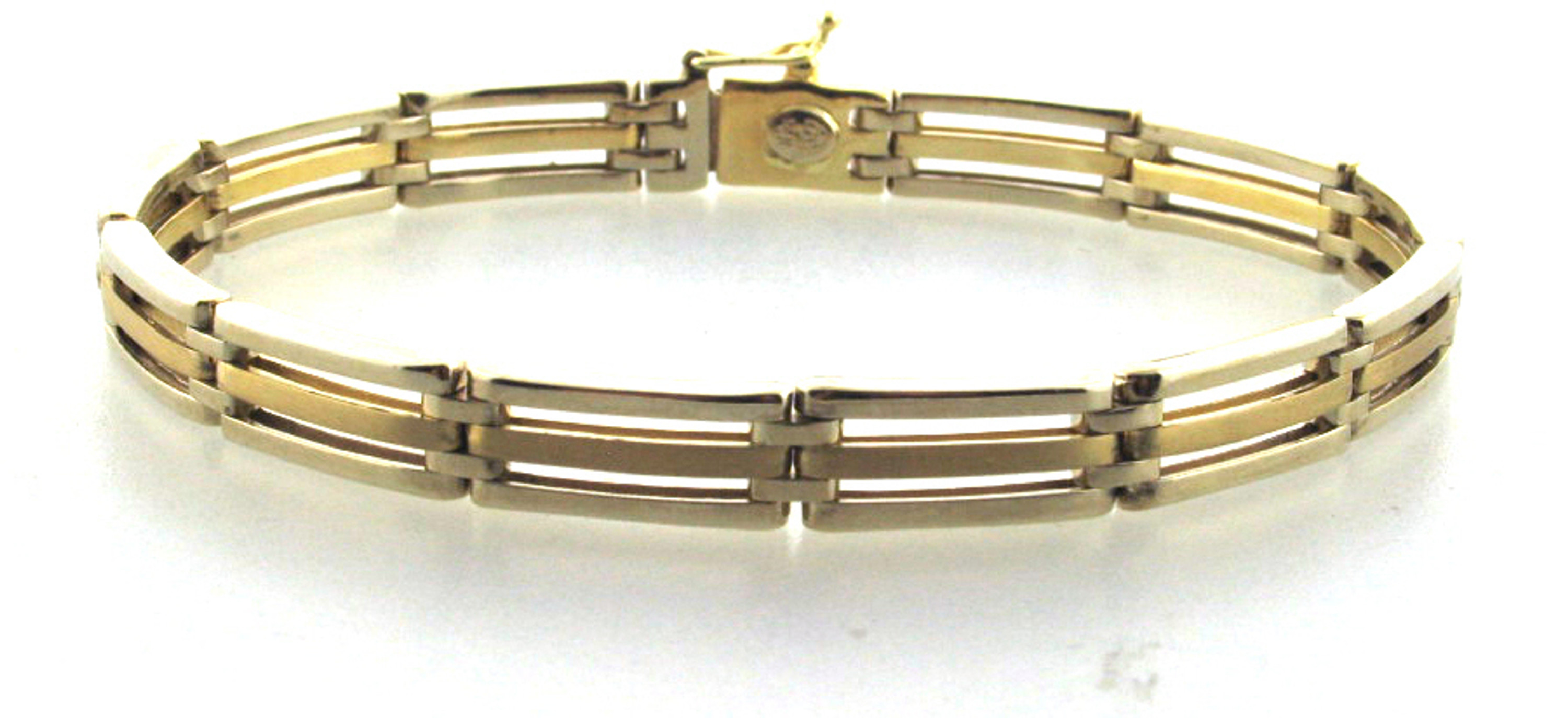 14k Gold Mens 7mm Two-tone Fancy Link Bracelet 14k Gold Mens 7mm Two-tone Fancy Link Bracelet