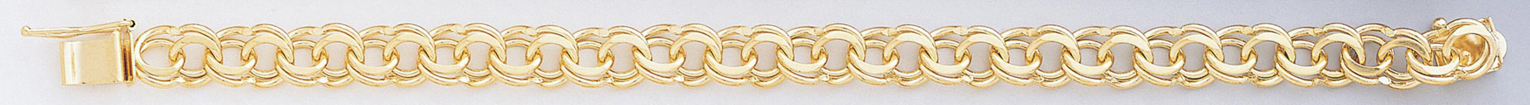 14k Gold 8.5mm Double Link Charm Bracelet 8 Inches 14k Gold 8.5mm Double Link Charm Bracelet 8 Inches