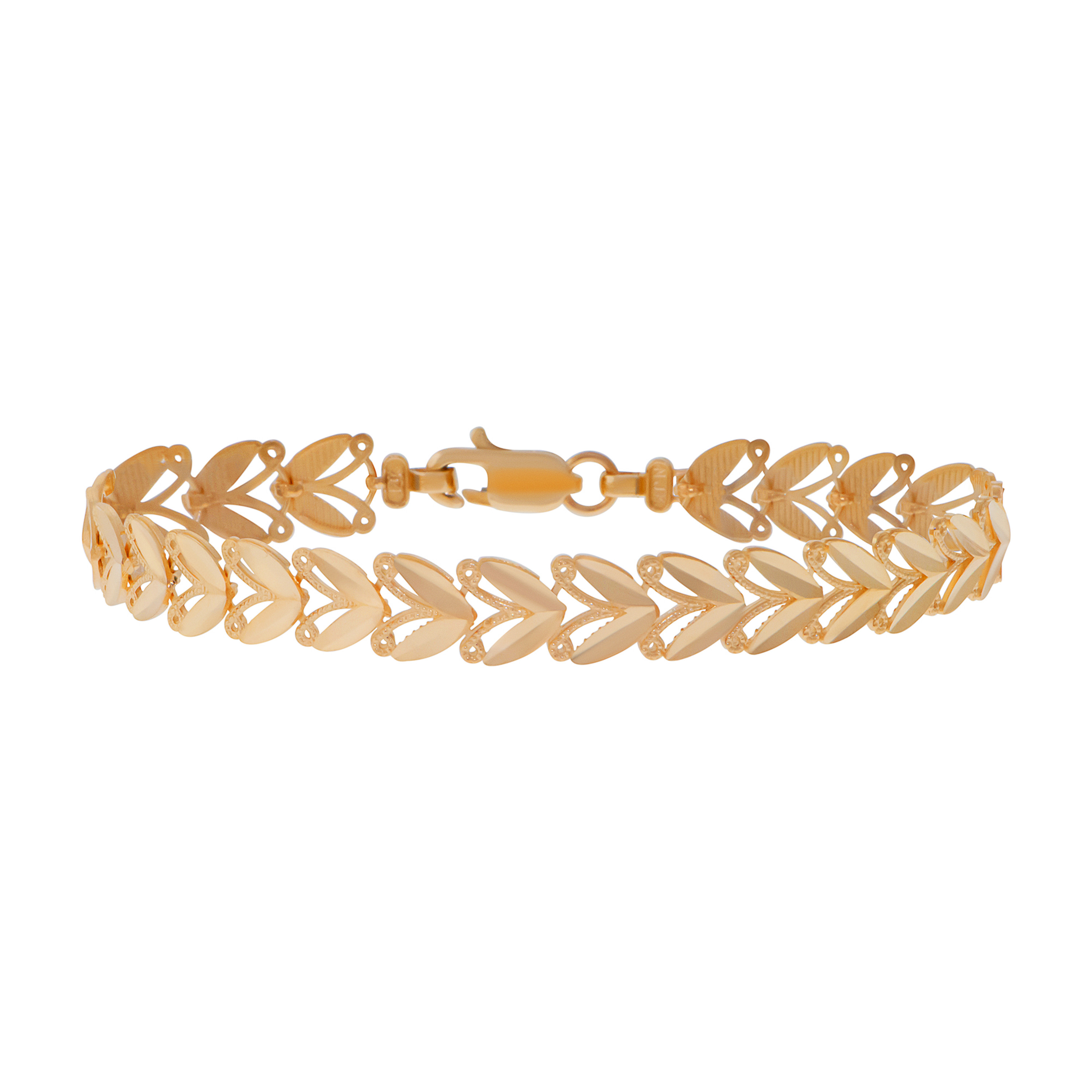 14k Gold 7mm Diamond Cut Leaf Design Bracelet 7 Inches 14k Gold 7mm Diamond Cut Leaf Design Bracelet 7 Inches