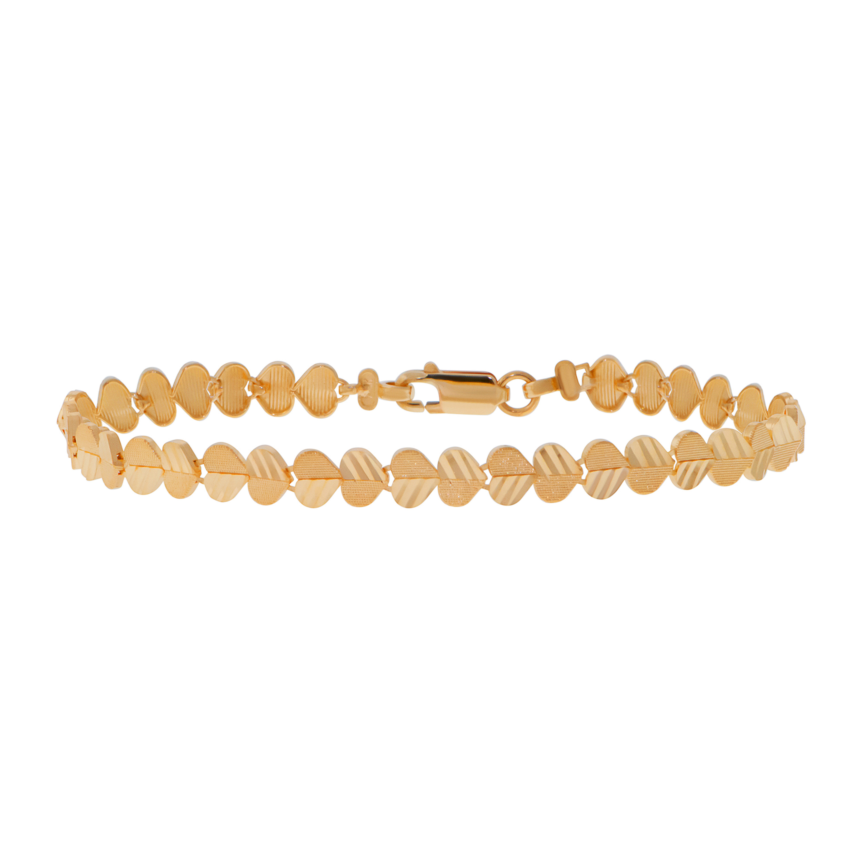14k Yellow Gold 6mm Diamond Cut Heart link Bracelet 14k Yellow Gold 6mm Diamond Cut Heart link Bracelet