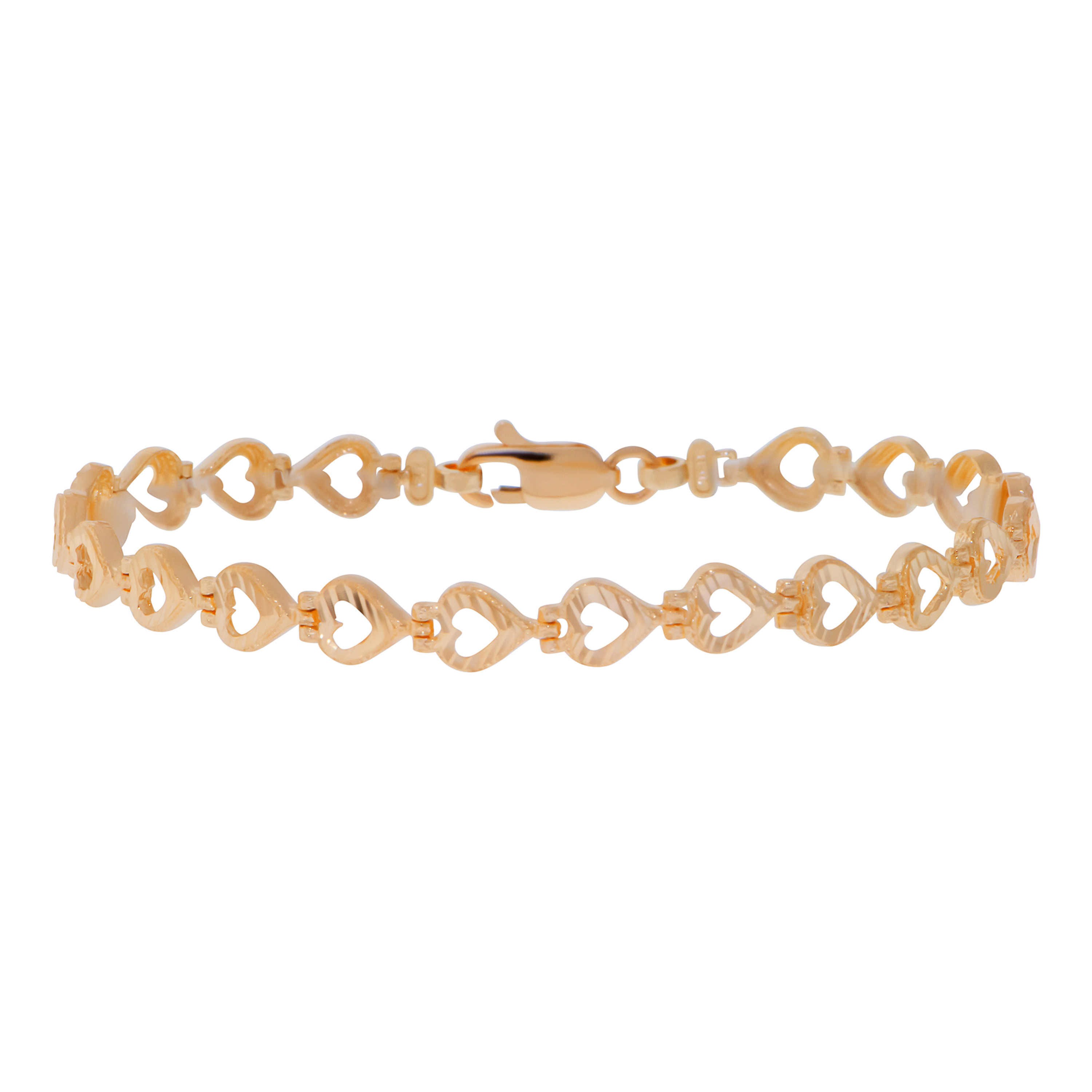 14k Gold 6mm Diamond Cut Open Heart Bracelet 7 Inches 14k Gold 6mm Diamond Cut Open Heart Bracelet 7 Inches