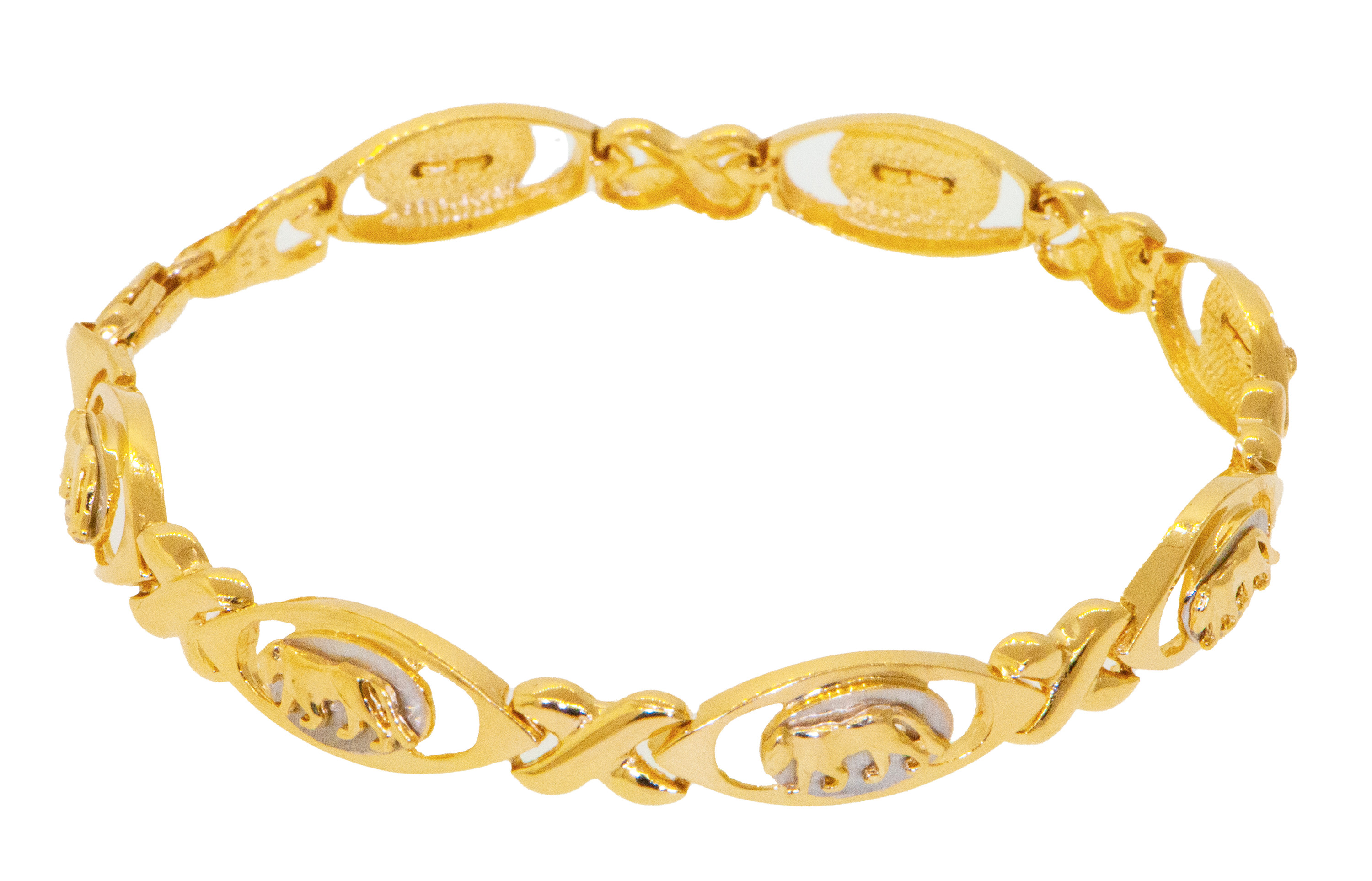 14k Gold Two-tone 9mm Panther Link Bracelet 7.25 Inches 14k Gold Two-tone 9mm Panther Link Bracelet 7.25 Inches