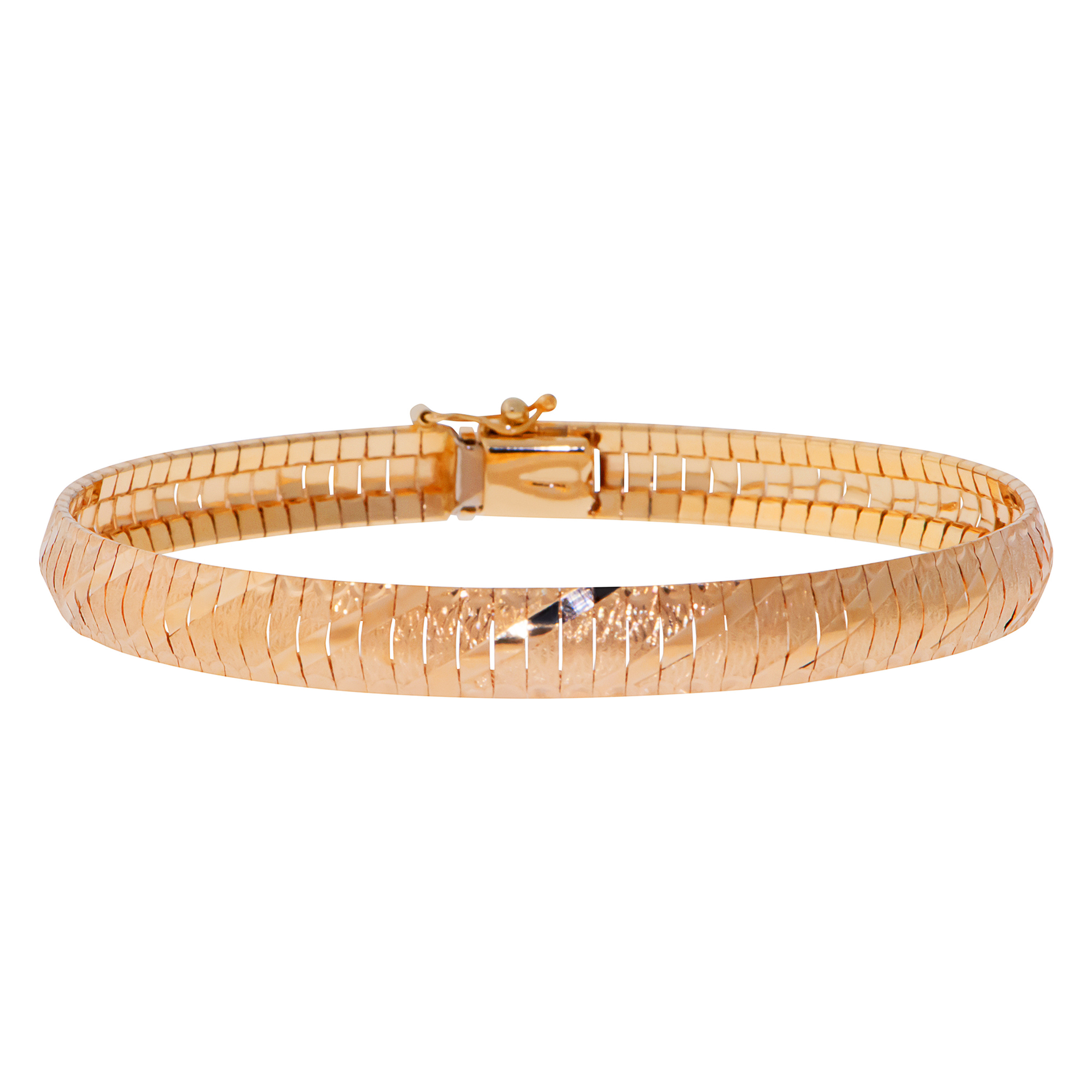 14k Gold 11mm Cleopatra Omega Textured Flex Bangle Bracelet 8 Inches 14k Gold 11mm Cleopatra Omega Textured Flex Bangle Bracelet 8 Inches