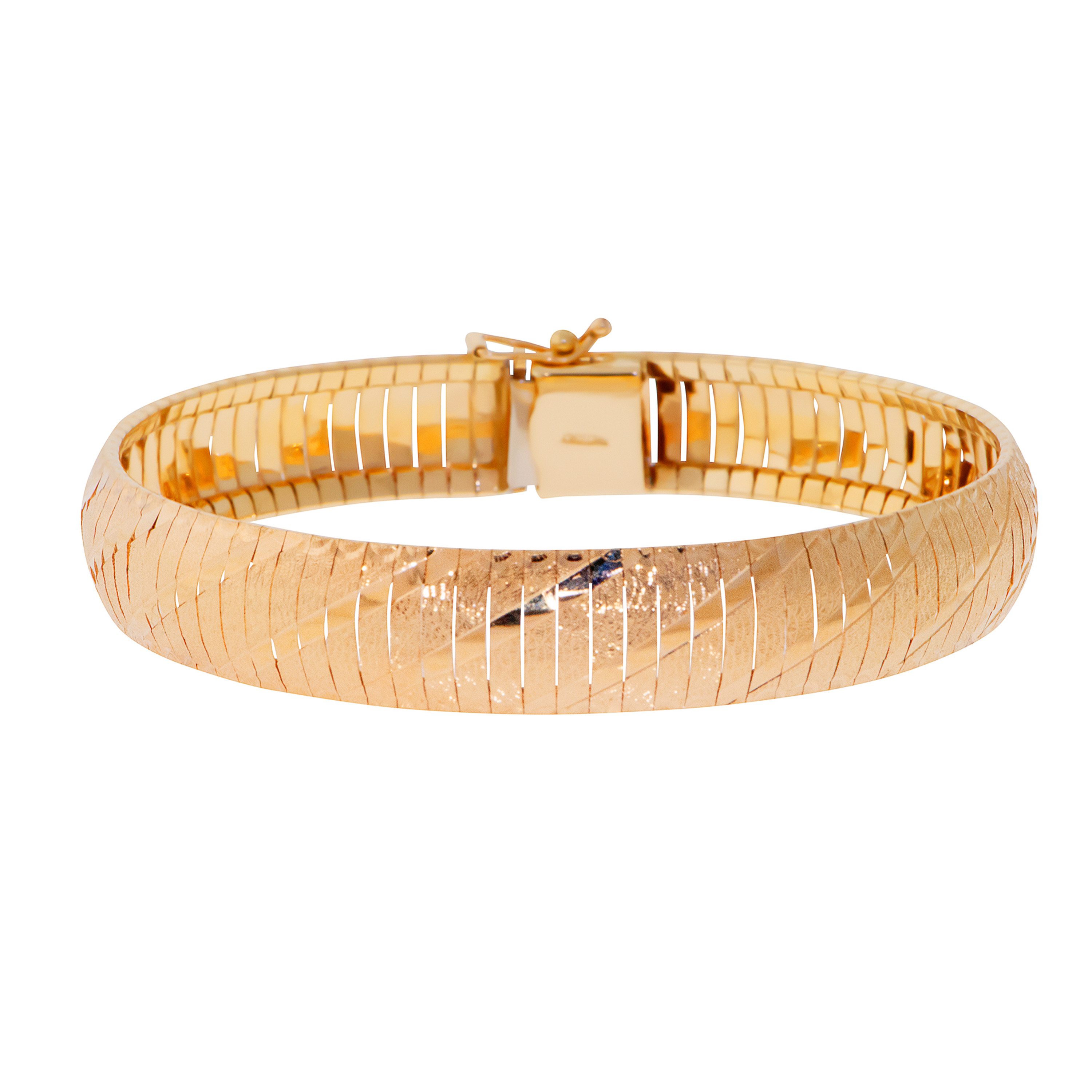 14k Gold 13mm Cleopatra Omega Textured Flex Bangle Bracelet 7 Inches 14k Gold 13mm Cleopatra Omega Textured Flex Bangle Bracelet 7 Inches