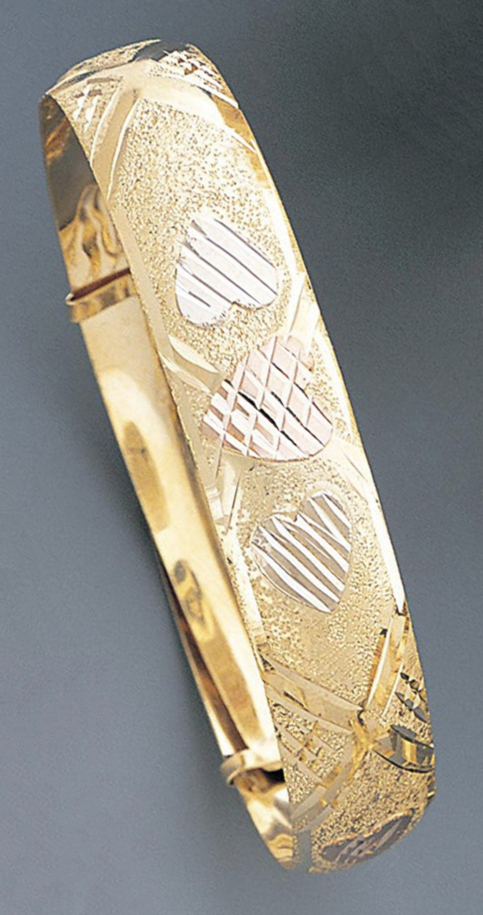 14k Gold Tri-color 13mm Wide Adjustable Engraved Bangle Bracelet 14k Gold Tri-color 13mm Wide Adjustable Engraved Bangle Bracelet