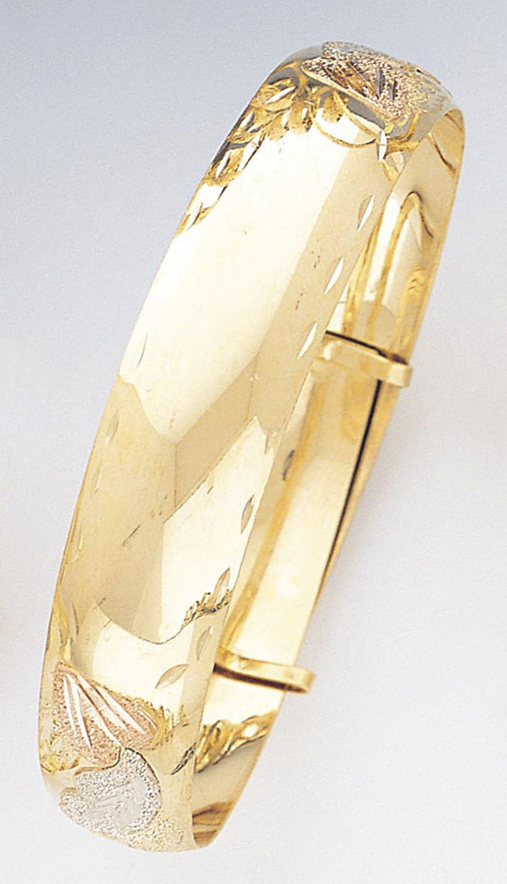 14k Gold Tri-color 15mm Wide 7 Inches to 9 Inches Adjustable Bangle 14k Gold Tri-color 15mm Wide 7 Inches to 9 Inches Adjustable Bangle