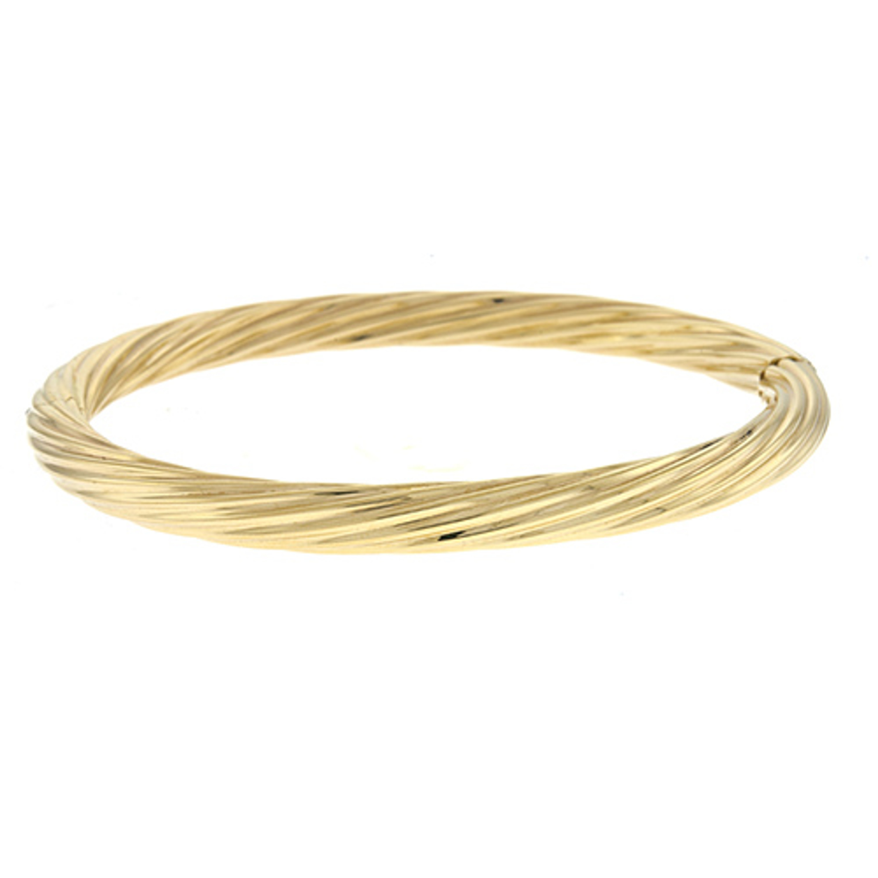 14k Gold 6.5mm Wide Hinged Twist Bangle, Fits Wrist Size 7" 14k Gold 6.5mm Wide Hinged Twist Bangle, Fits Wrist Size 7"