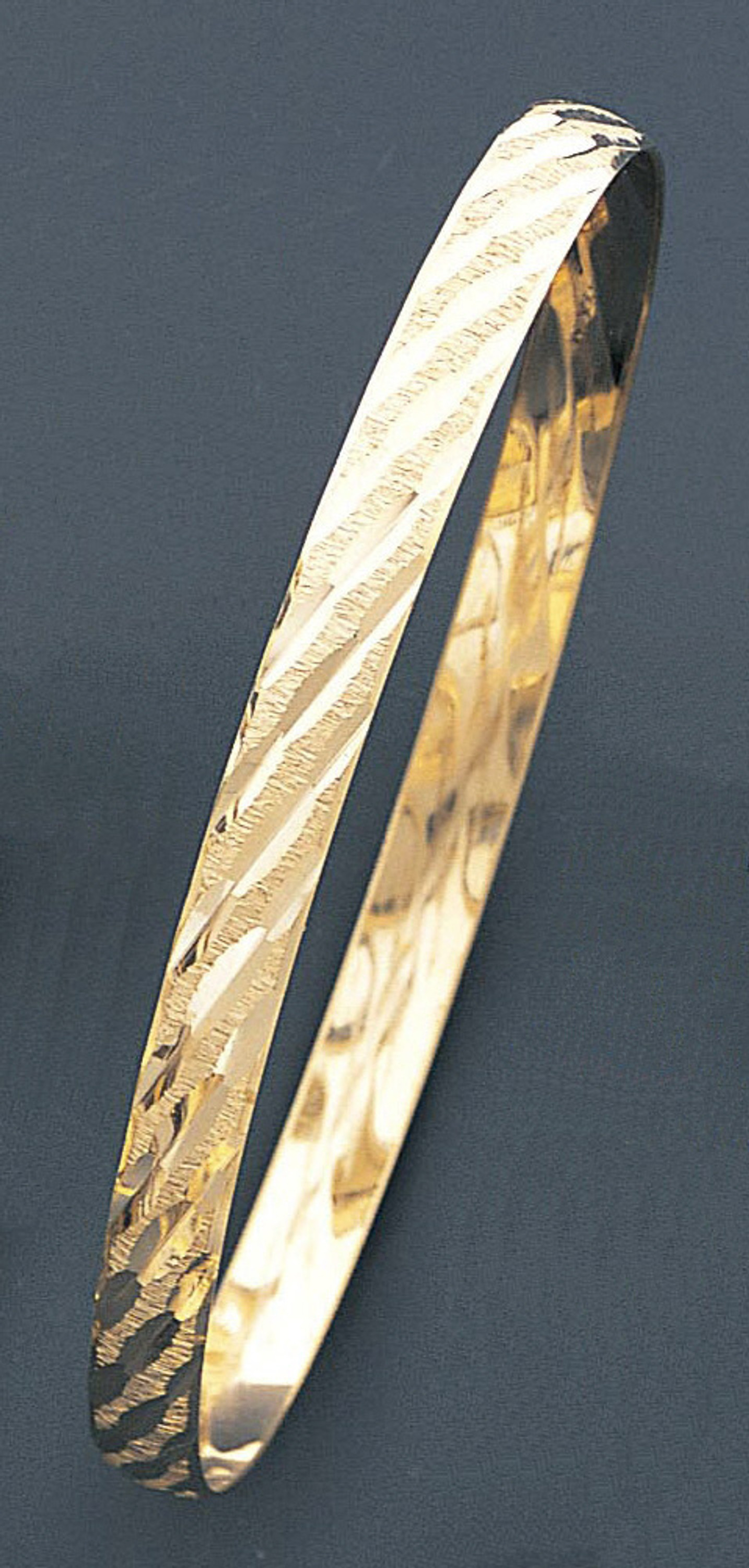 14k Gold 6mm Wide Engraved Slip-on Solid Bangle 7.5 Inches 14k Gold 6mm Wide Engraved Slip-on Solid Bangle 7.5 Inches