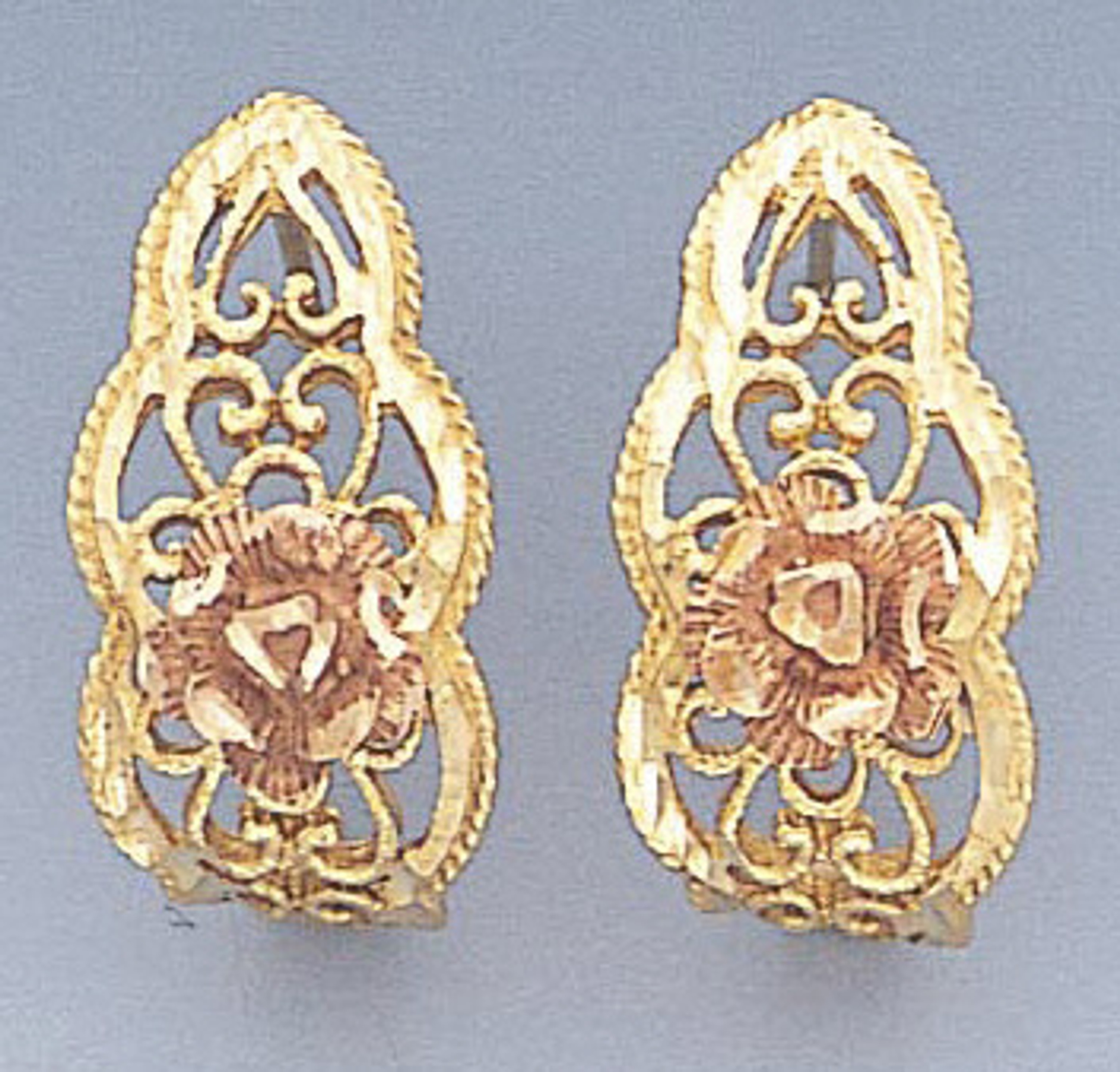 14k Gold Tri-color Earrings 11mm W X 21mm H 14k Gold Tri-color Earrings 11mm W X 21mm H