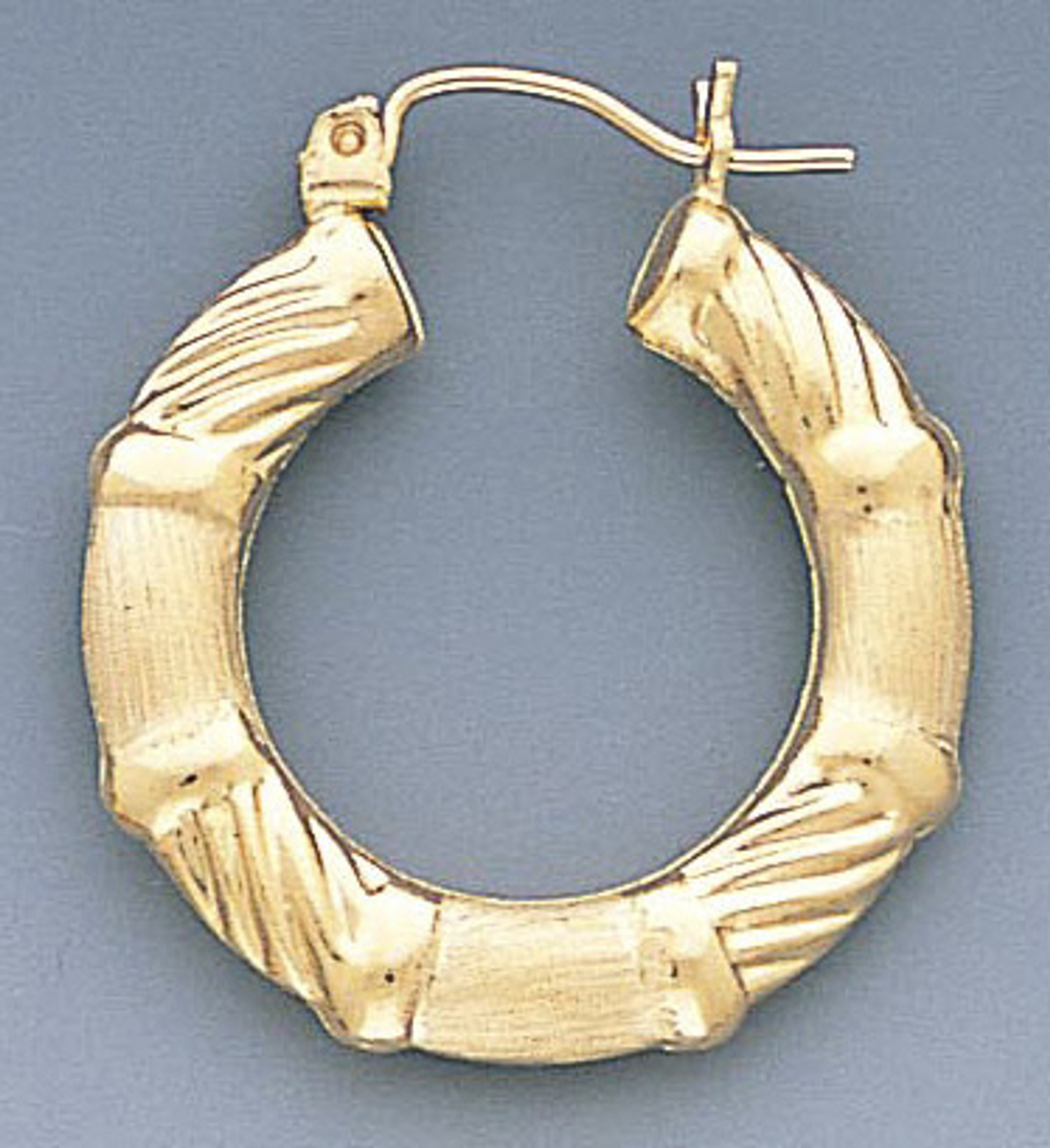 14k Gold Hollow Snap-bar Hoop Earrings 25mm W X 28mm H