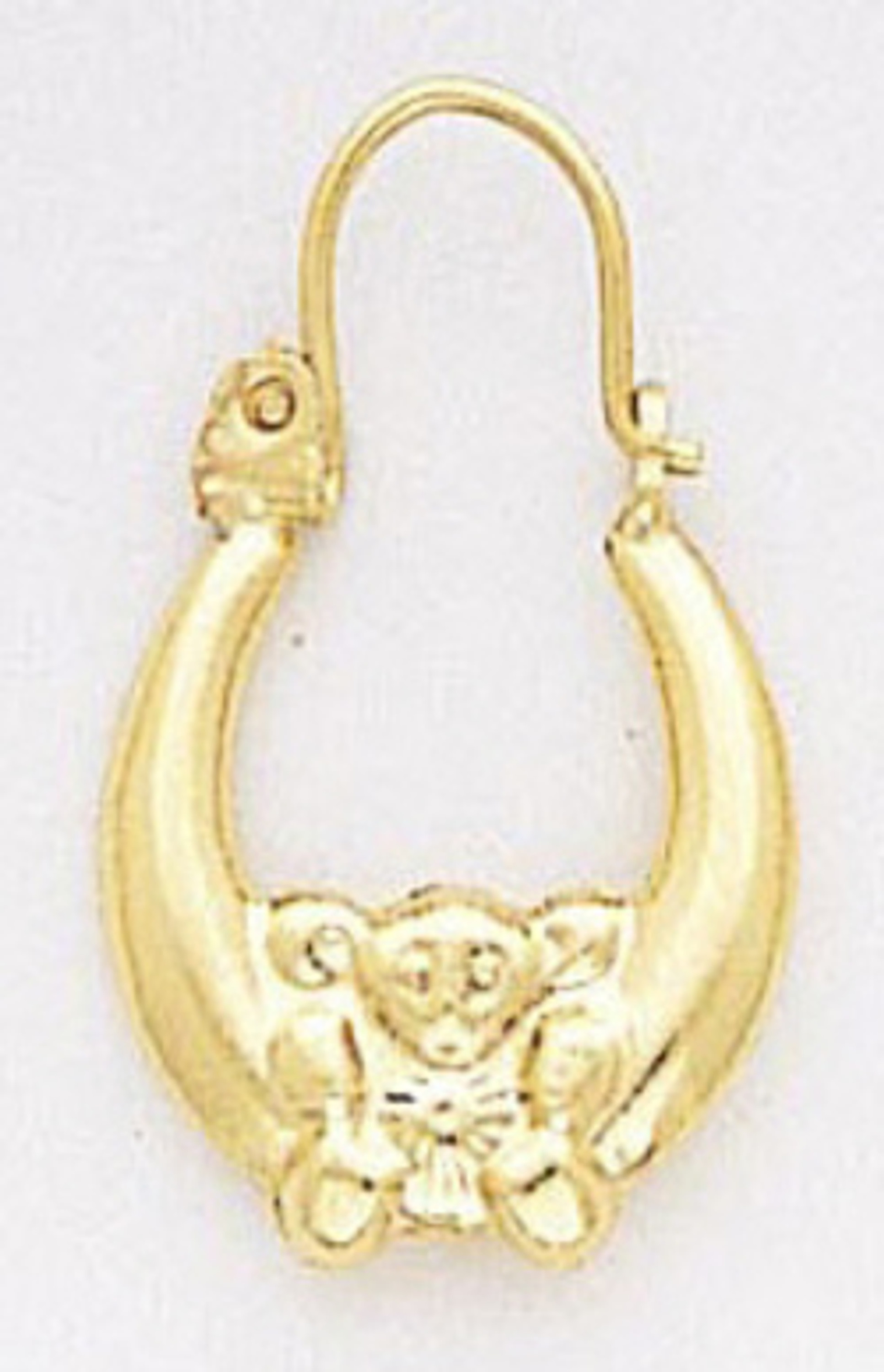 14k Gold Childrens Teddy Bear Hoop Earrings 12mm W X 21mm H 14k Gold Childrens Teddy Bear Hoop Earrings 12mm W X 21mm H