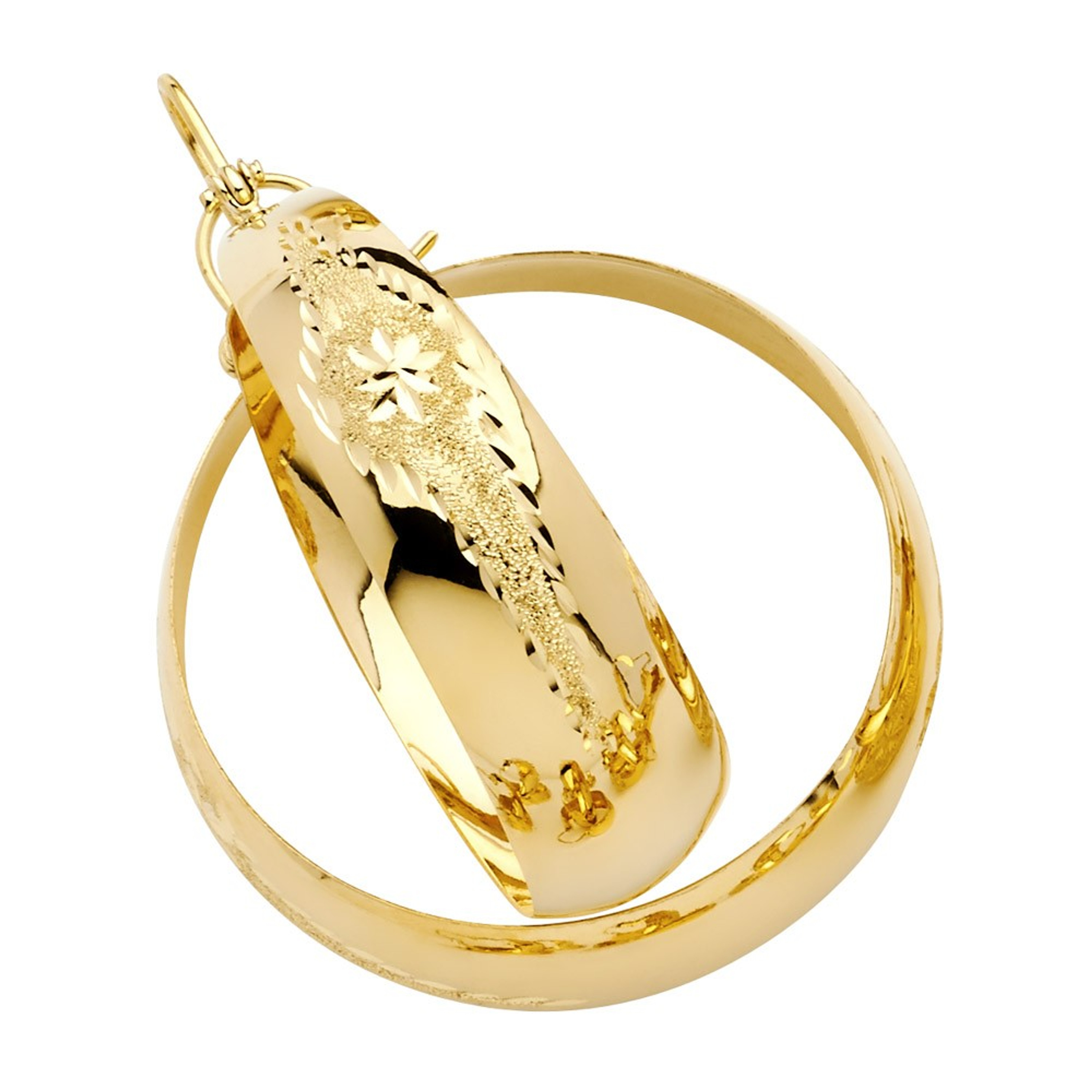 14k Gold Star Bangle Earrings 13mm W X 43mm D 14k Gold Star Bangle Earrings 13mm W X 43mm D