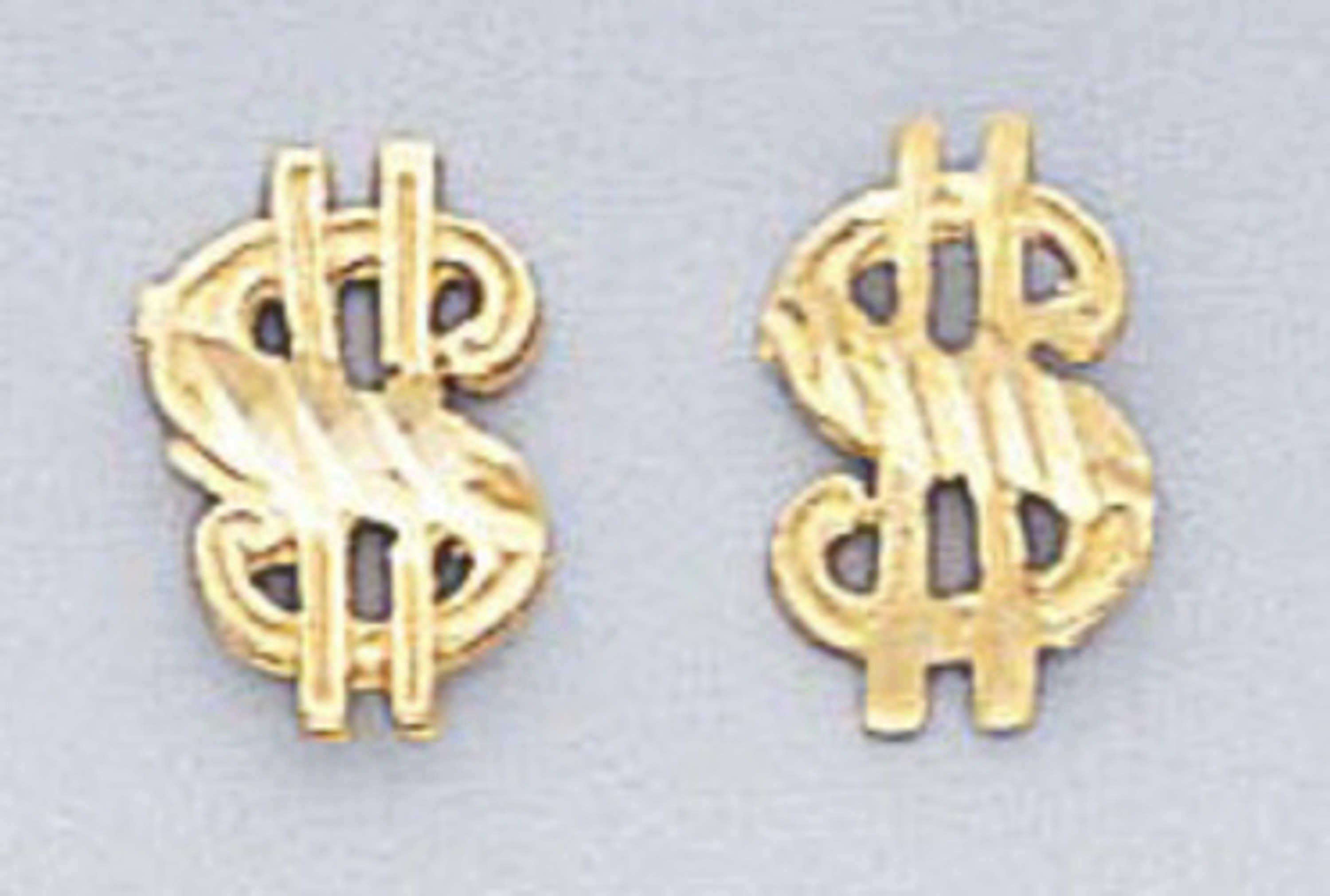 14k Gold Diamond Cut Dollar Sign Earrings 14k Gold Diamond Cut Dollar Sign Earrings