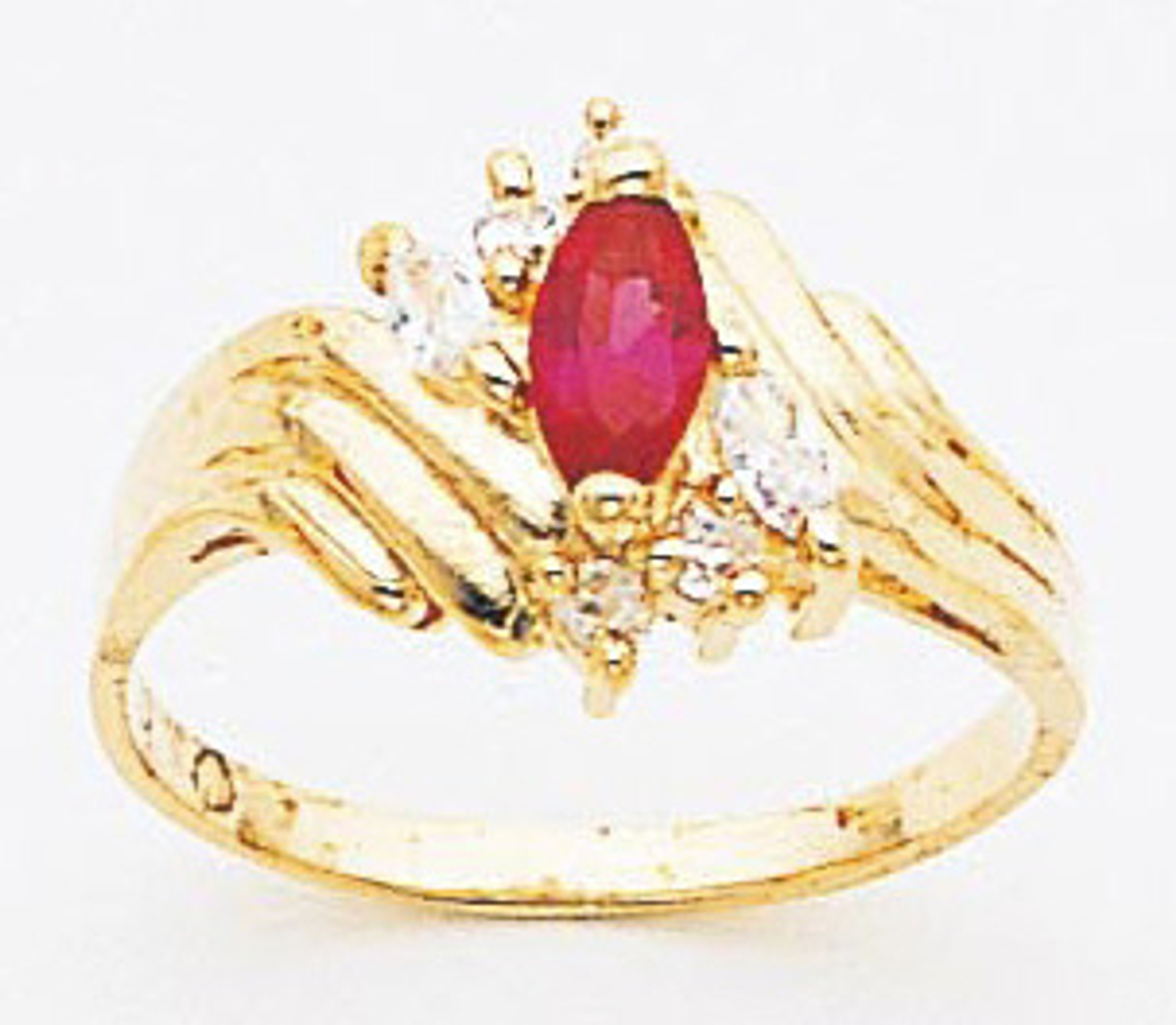 14k Gold Ladies 12mm Synthetic Ruby Marquise Center and Cz Stone Ring 14k Gold Ladies 12mm Synthetic Ruby Marquise Center and Cz Stone Ring