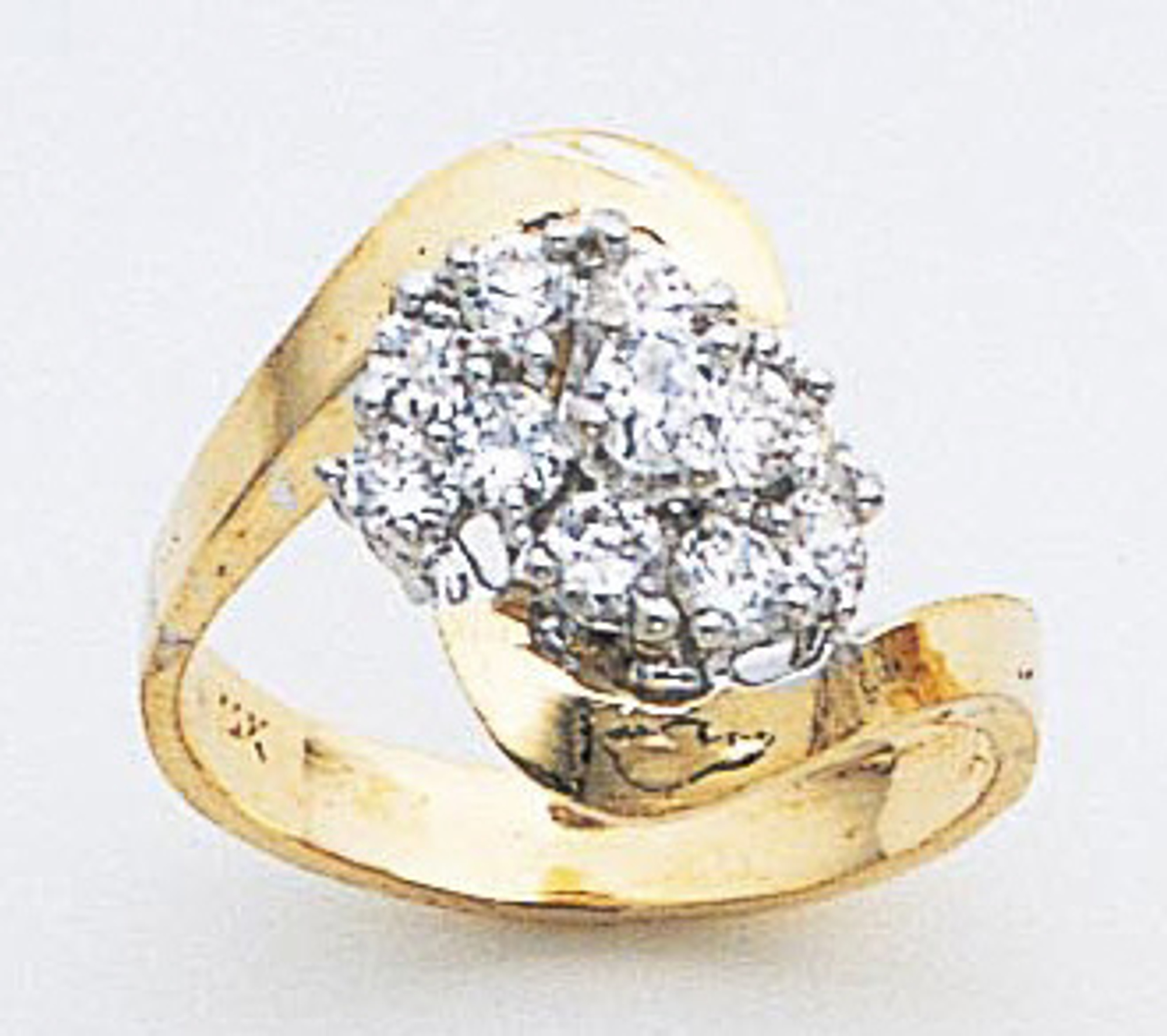 14k Gold Ladies 13mm Wide  1.0 ct.  tw.  Cubic Zirconia Cluster Ring