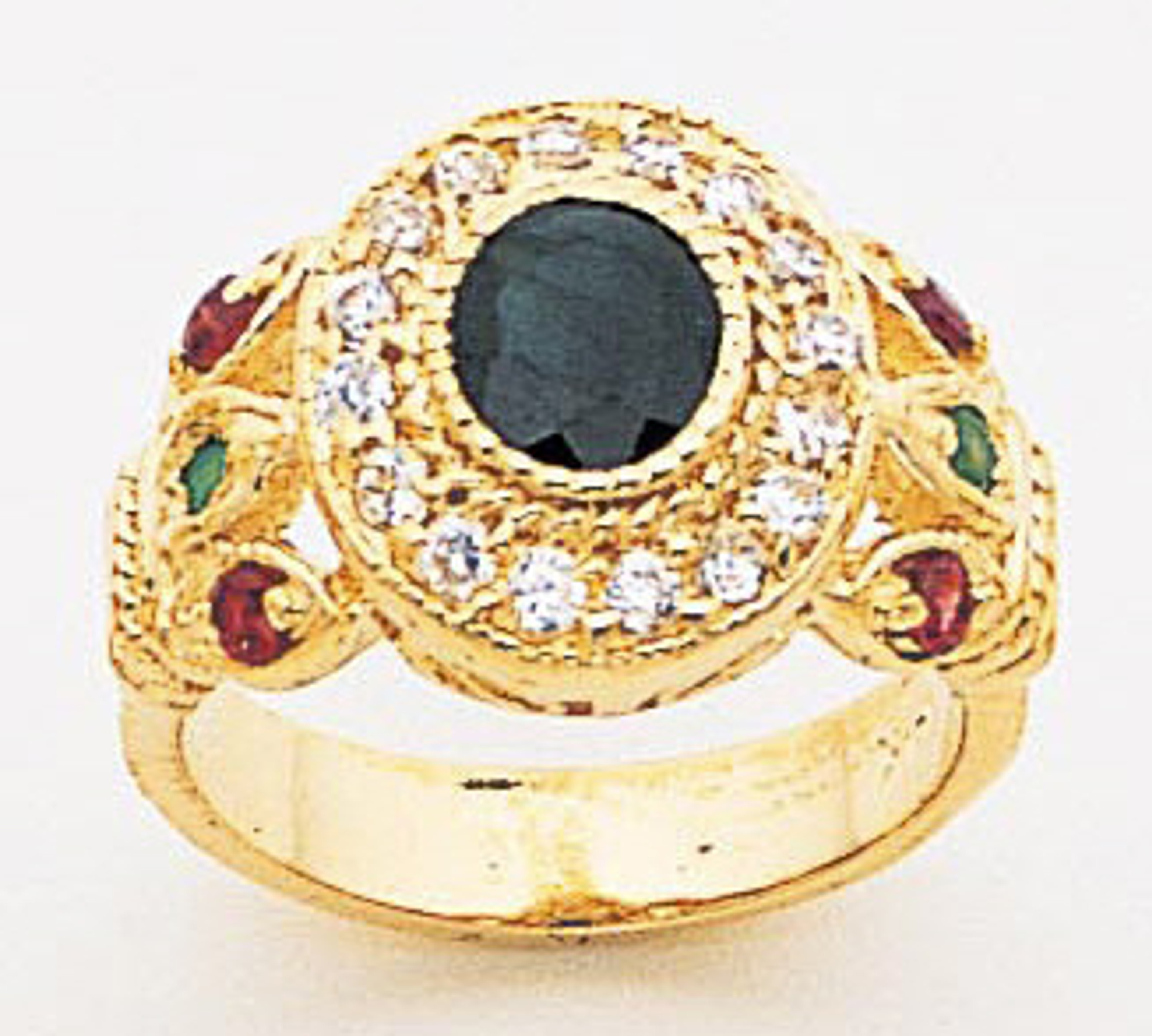 14k Gold Ladies Genuine Stone Center Stone with CZ 13mm Ring 14k Gold Ladies Genuine Stone Center Stone with CZ 13mm Ring