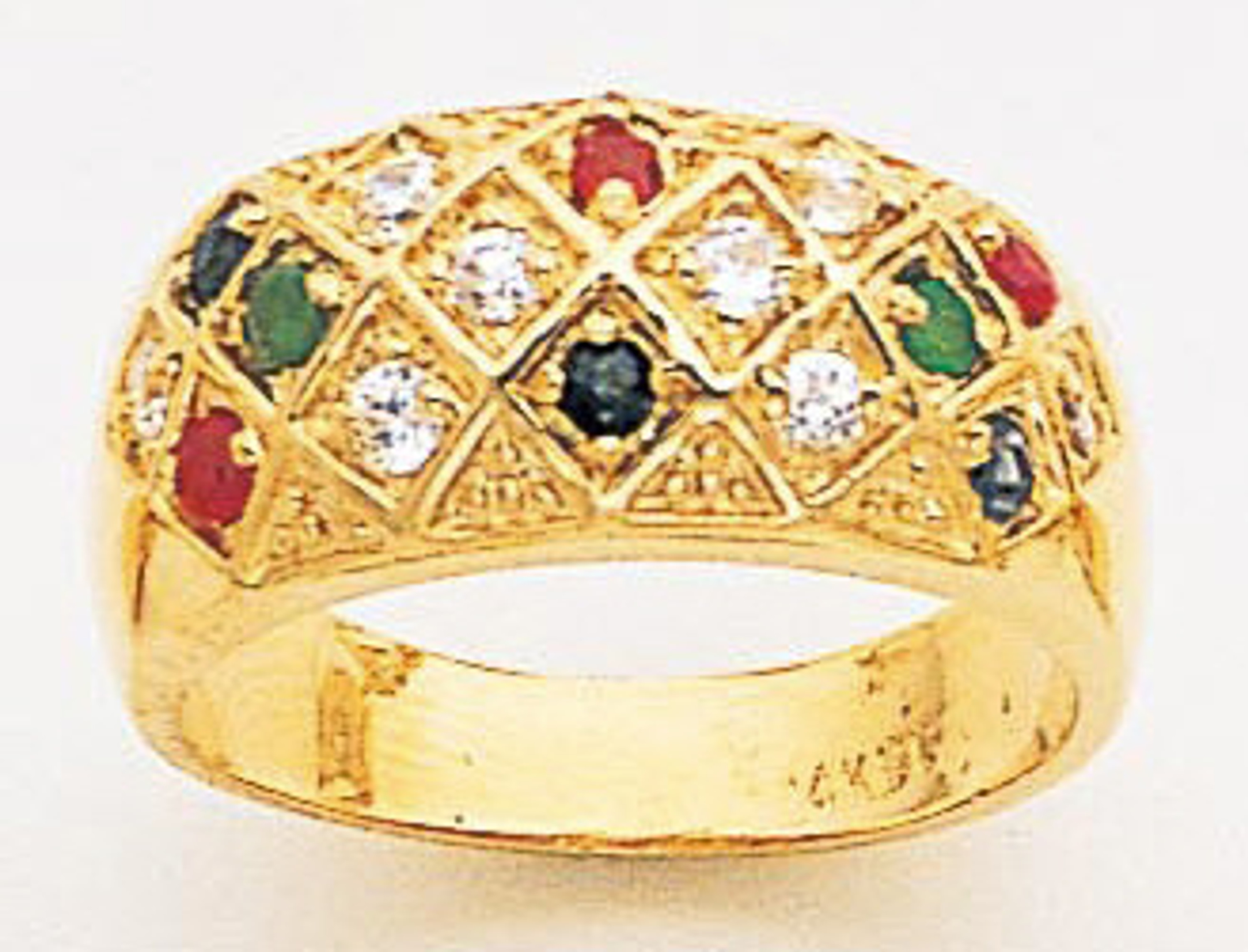 14k Gold Ladies Genuine Stone 9mm W Band Ring With Cz 14k Gold Ladies Genuine Stone 9mm W Band Ring With Cz