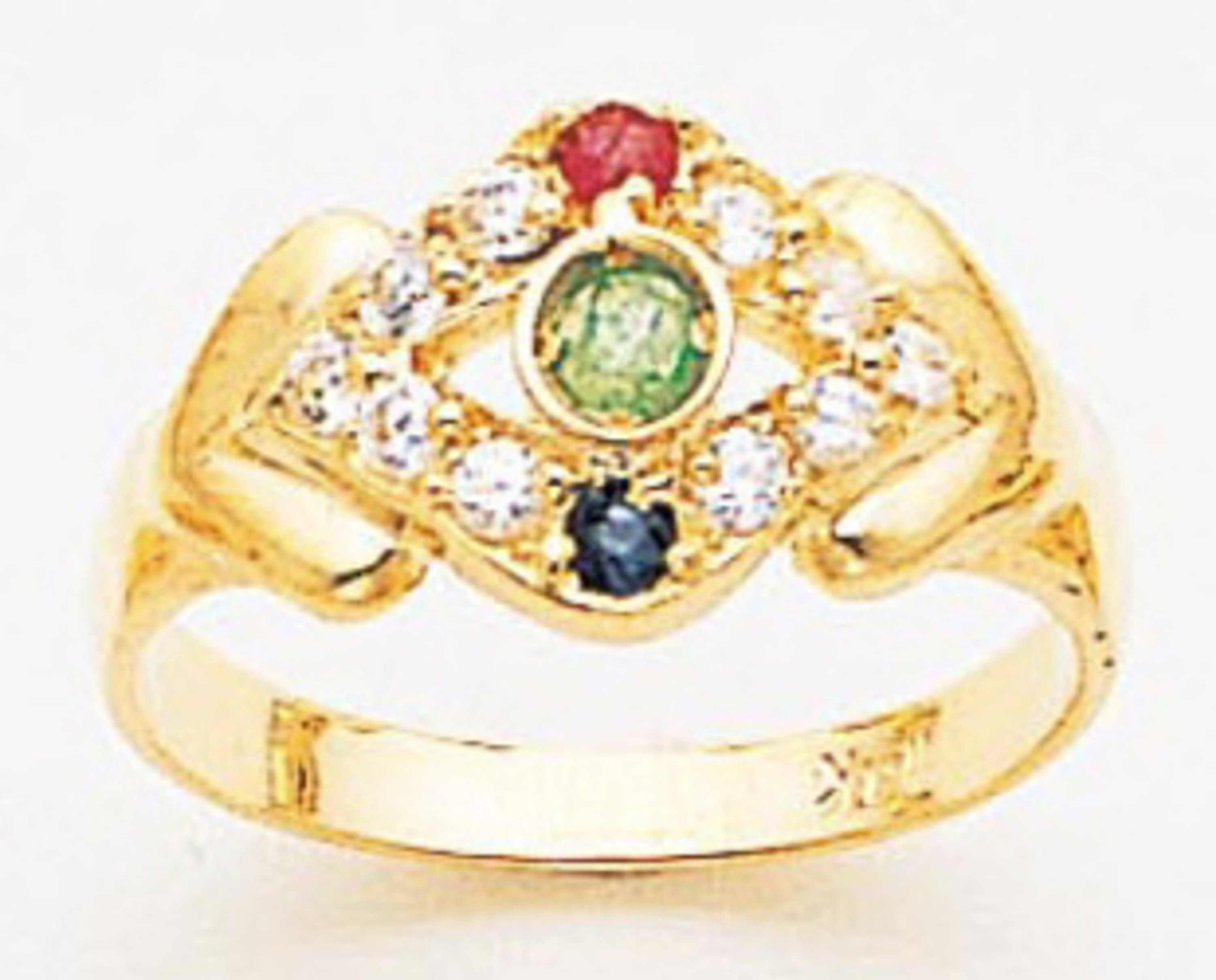 14k Gold Ladies 10mm Genuine Semi-Precious Stones Ring With Cz Accents 14k Gold Ladies 10mm Genuine Semi-Precious Stones Ring With Cz Accents