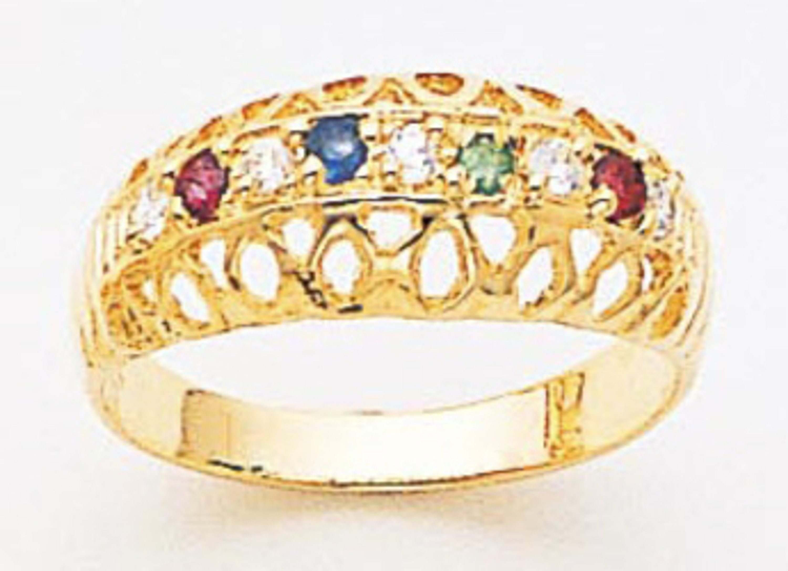 14k Gold Ladies Genuine Stone Domed Ring With Cz Accen 7mm wide 14k Gold Ladies Genuine Stone Domed Ring With Cz Accen 7mm wide