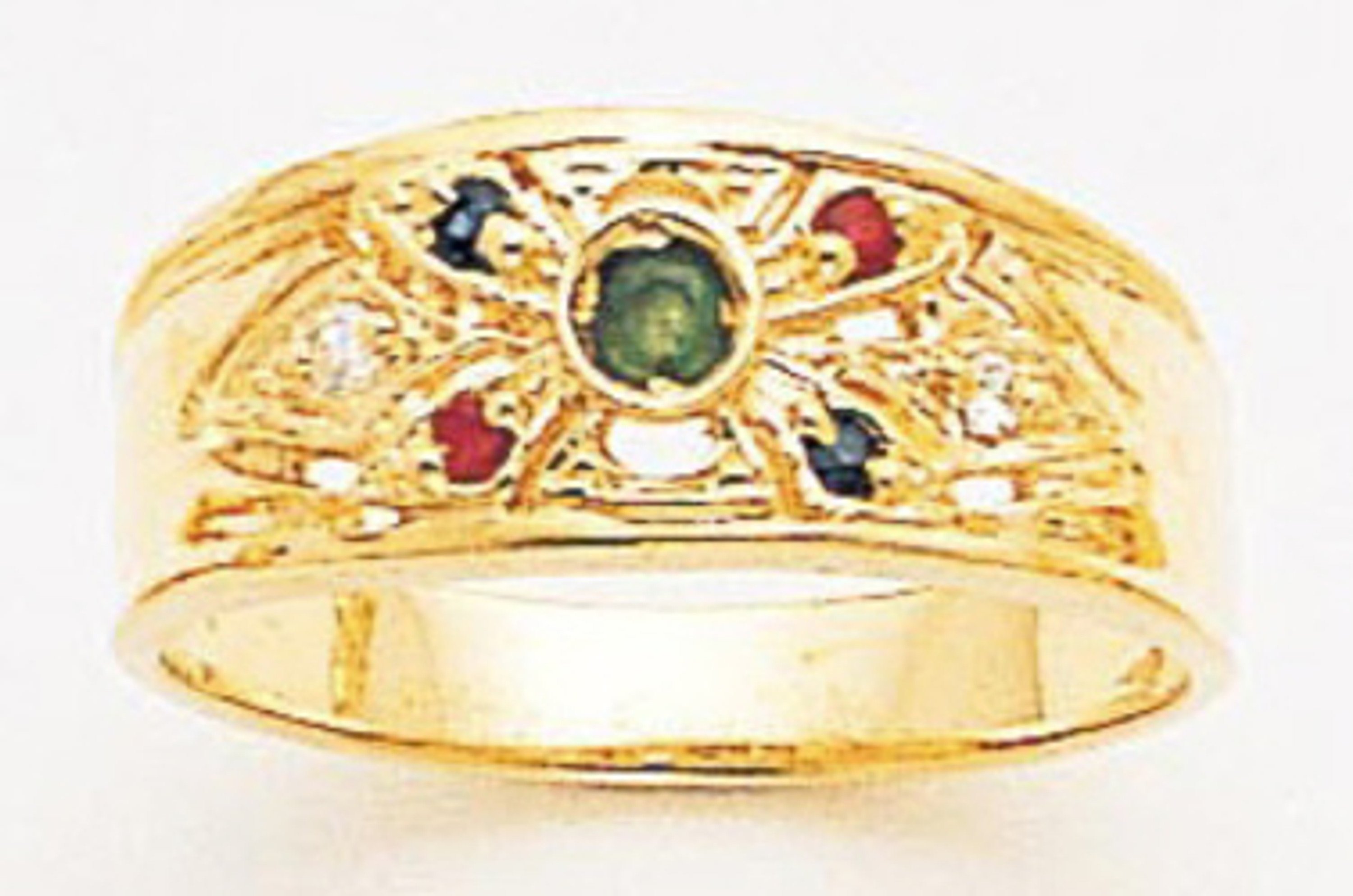 14k Gold Ladies Genuine Stone 8mm Wide Band Ring With Cubic Zirconia 14k Gold Ladies Genuine Stone 8mm Wide Band Ring With Cubic Zirconia