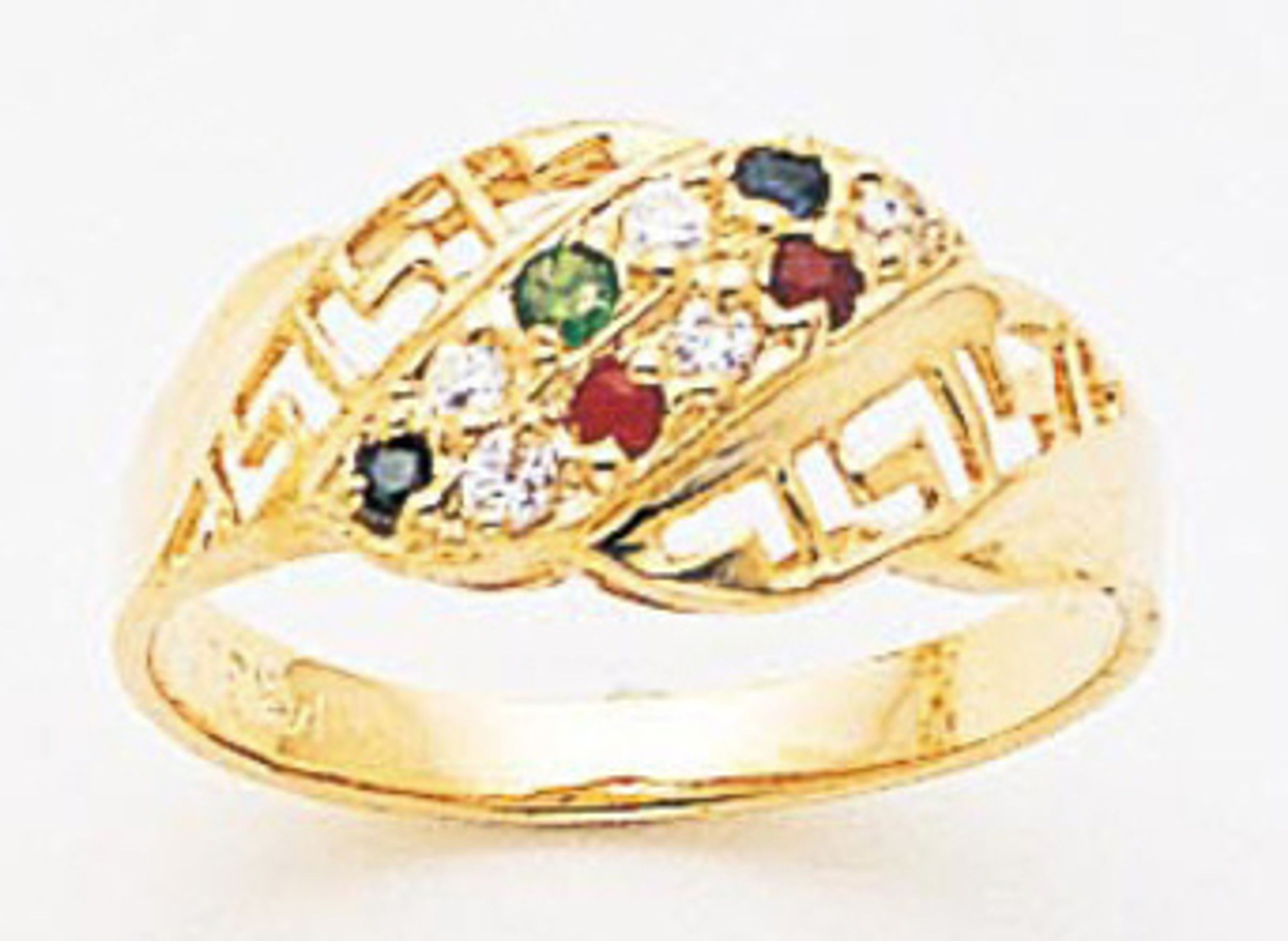 14k Gold Ladies 9mm At The Top Genuine Semi-Precious Stones Ring With Cz Accents 14k Gold Ladies 9mm At The Top Genuine Semi-Precious Stones Ring With Cz Accents