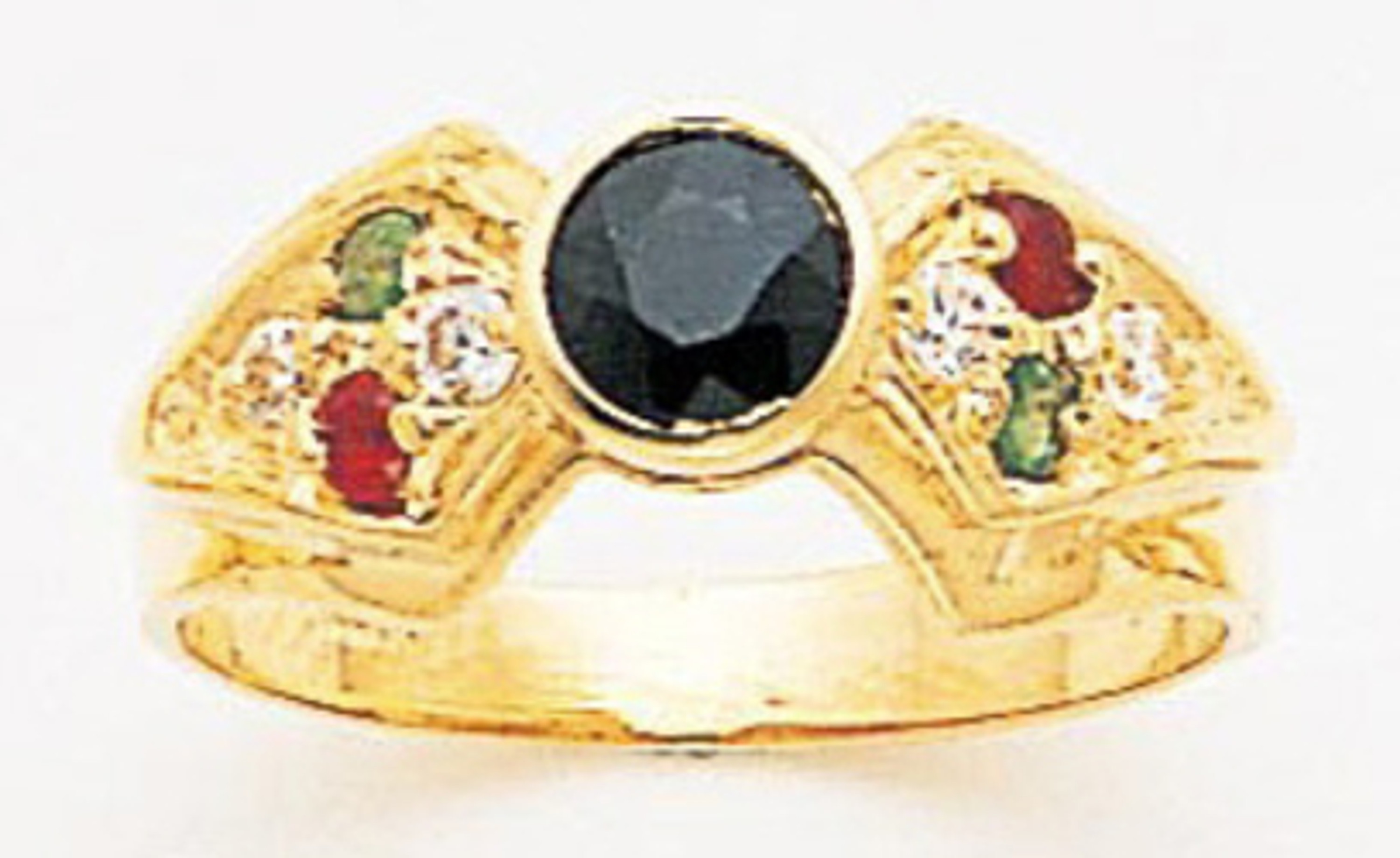 14k Gold Ladies 9mm Genuine Semi-Precious Stones Ring With Cz Accents 14k Gold Ladies 9mm Genuine Semi-Precious Stones Ring With Cz Accents