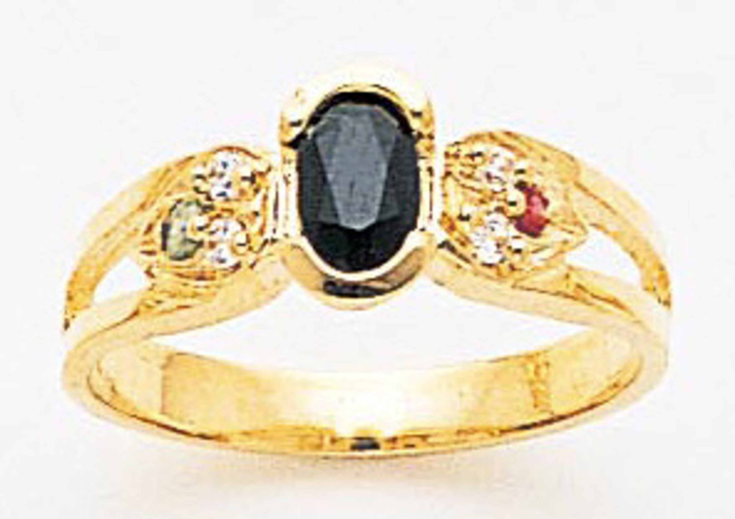 14k Gold Ladies 7mm Wide Genuine Semi-Precious Stones Ring With Cz Accents 14k Gold Ladies 7mm Wide Genuine Semi-Precious Stones Ring With Cz Accents