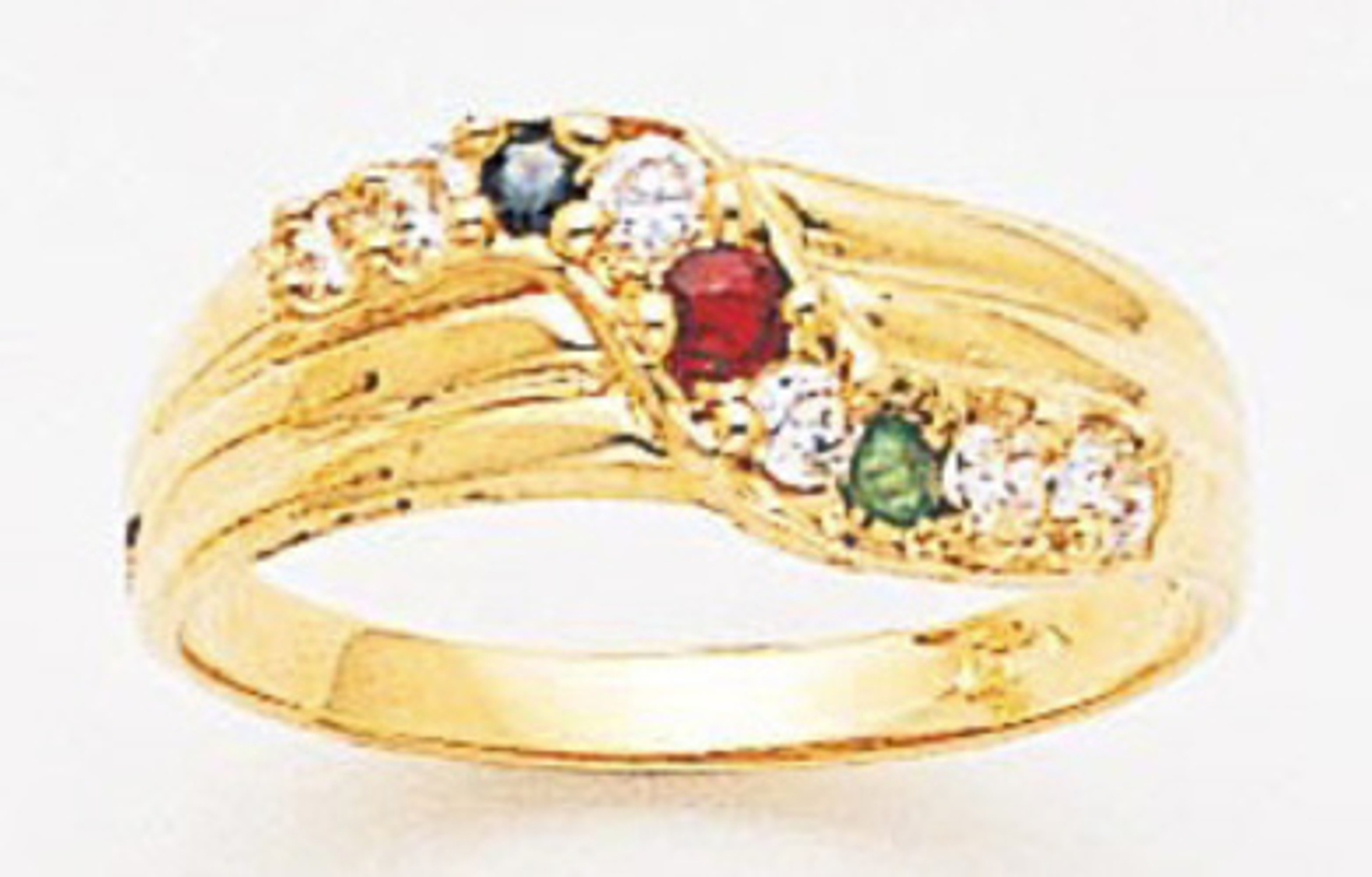14k Gold 8mm Wide Ladies Genuine Semi-Precious Stones Ring With Cz Accents 14k Gold 8mm Wide Ladies Genuine Semi-Precious Stones Ring With Cz Accents