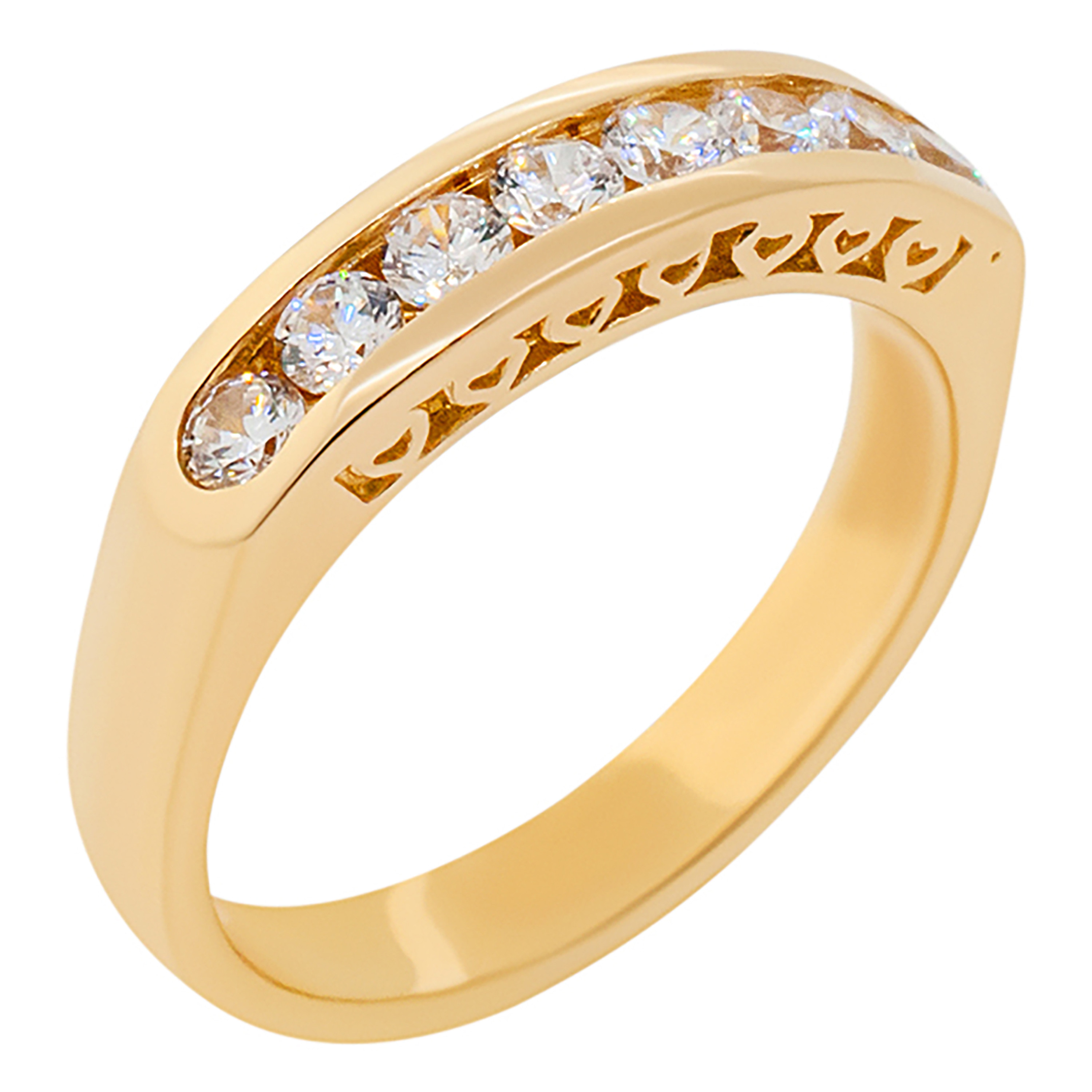 14k Gold 5mm W Channel-set Round 1Ct. Cubic Zirconia Ring. 14k Gold 5mm W Channel-set Round 1Ct. Cubic Zirconia Ring.
