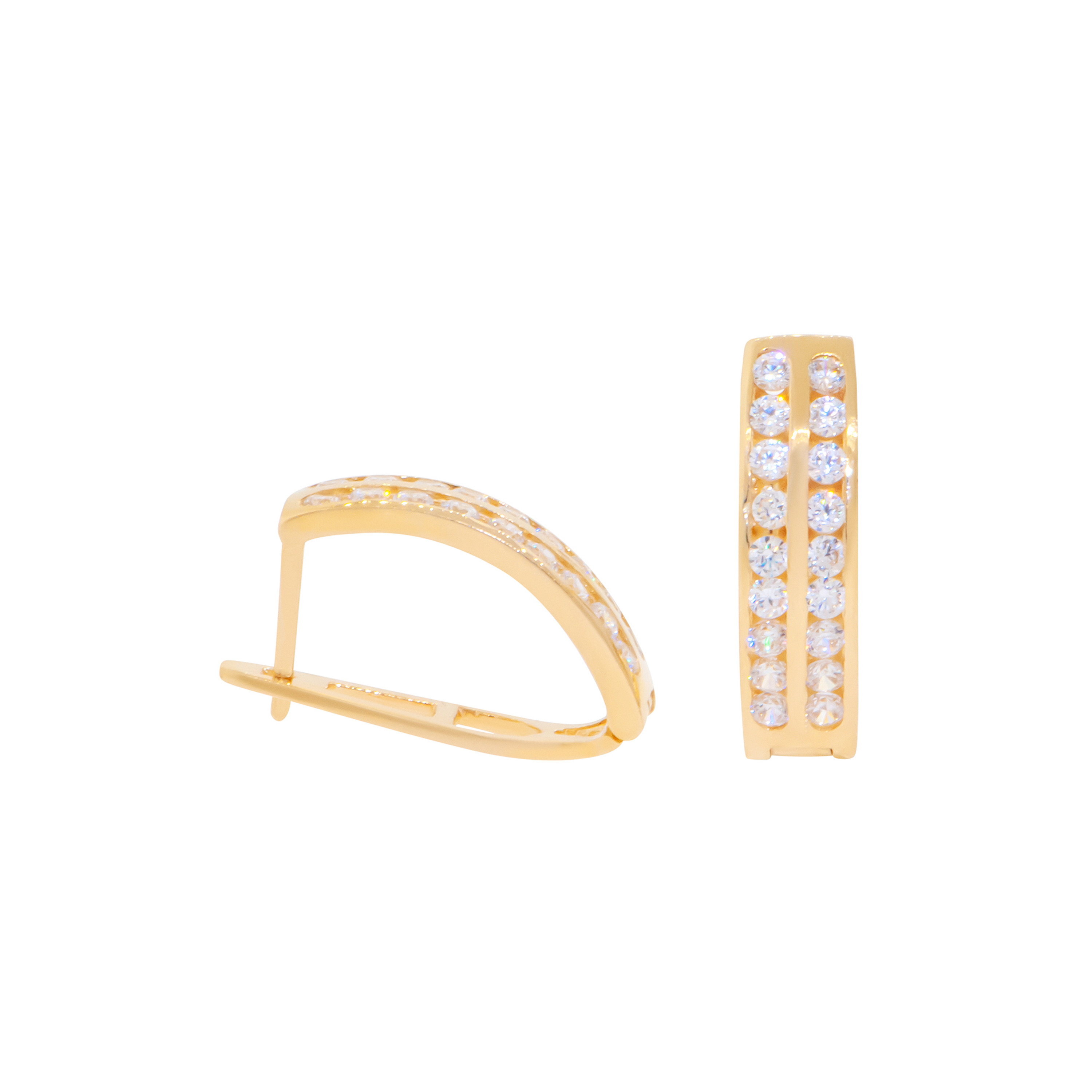 14k Gold Double Channel-set Round Cz Earrings 14k Gold Double Channel-set Round Cz Earrings