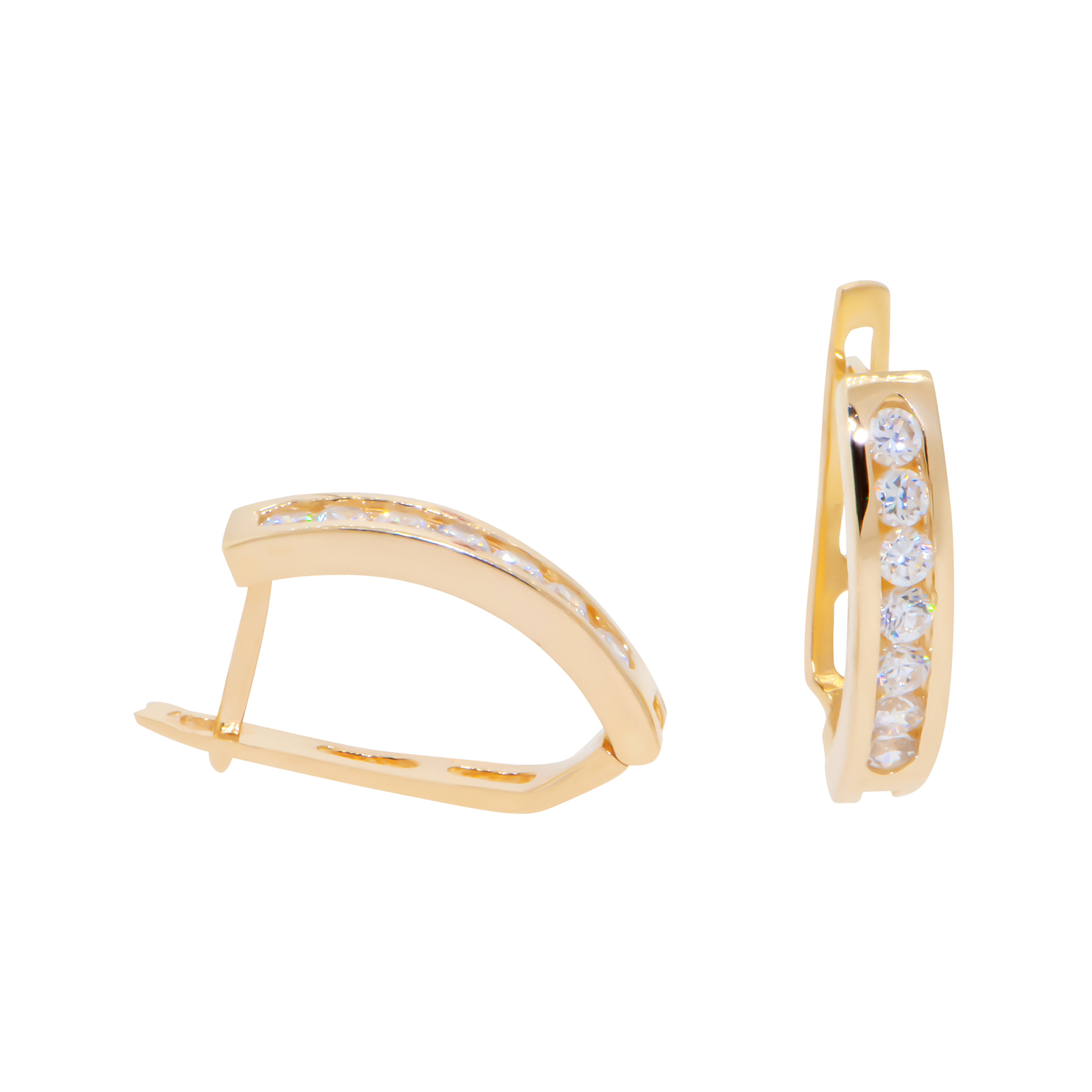 14k Gold Channel-set Round Cz 4mm wide by 21mm hight Earrings 14k Gold Channel-set Round Cz 4mm wide by 21mm hight Earrings