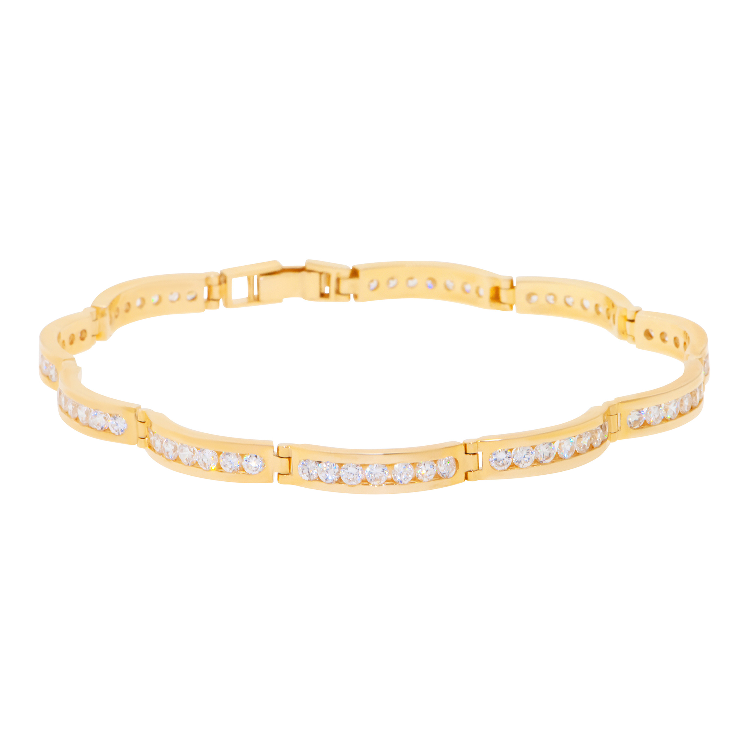14k Gold 4mm Channel-set Round Cubic Zirconia Bracelet 8 Inches 14k Gold 4mm Channel-set Round Cubic Zirconia Bracelet 8 Inches