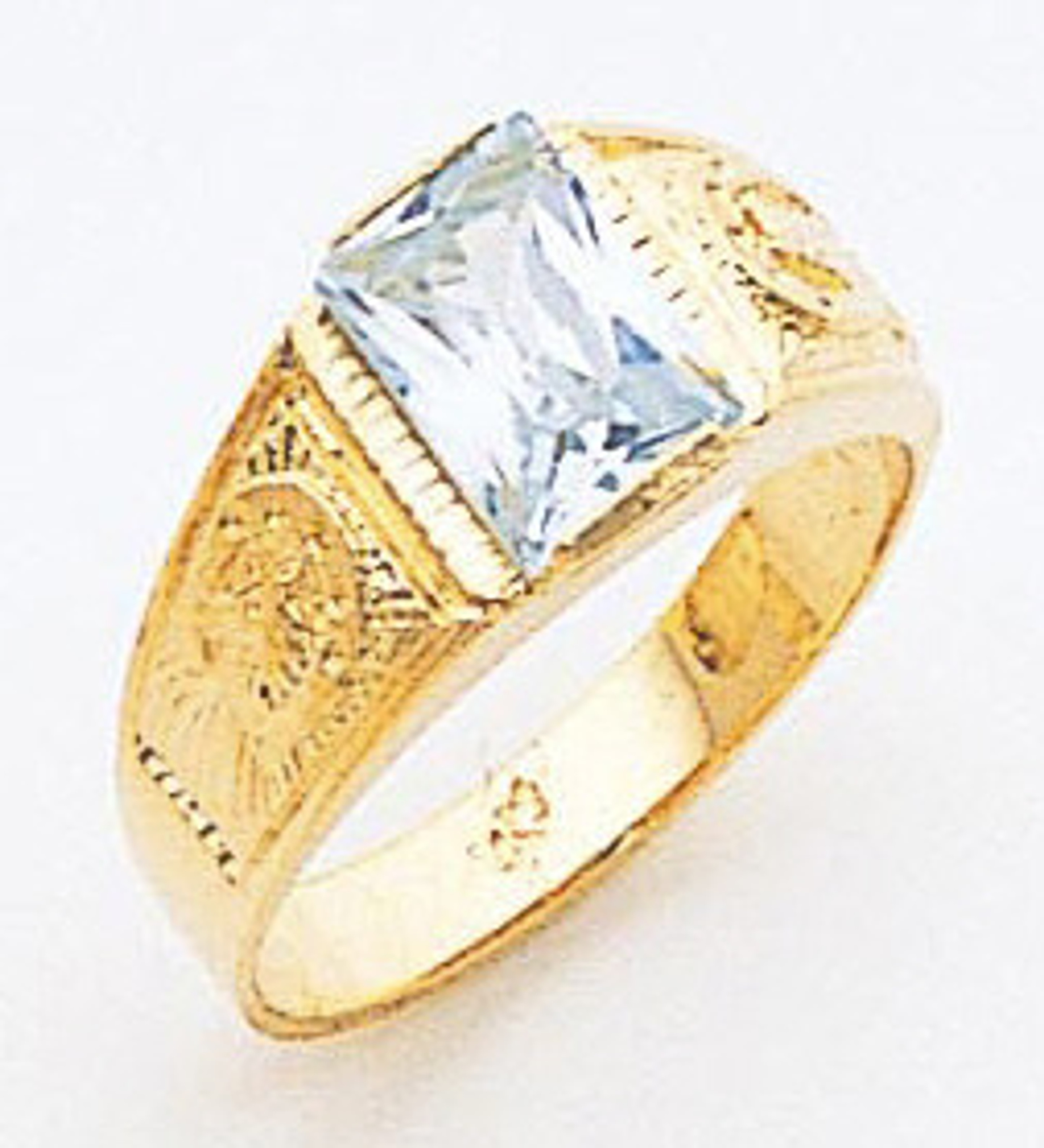 14k Gold 8mm Children Cz Center Stone Virgin Mary Ring