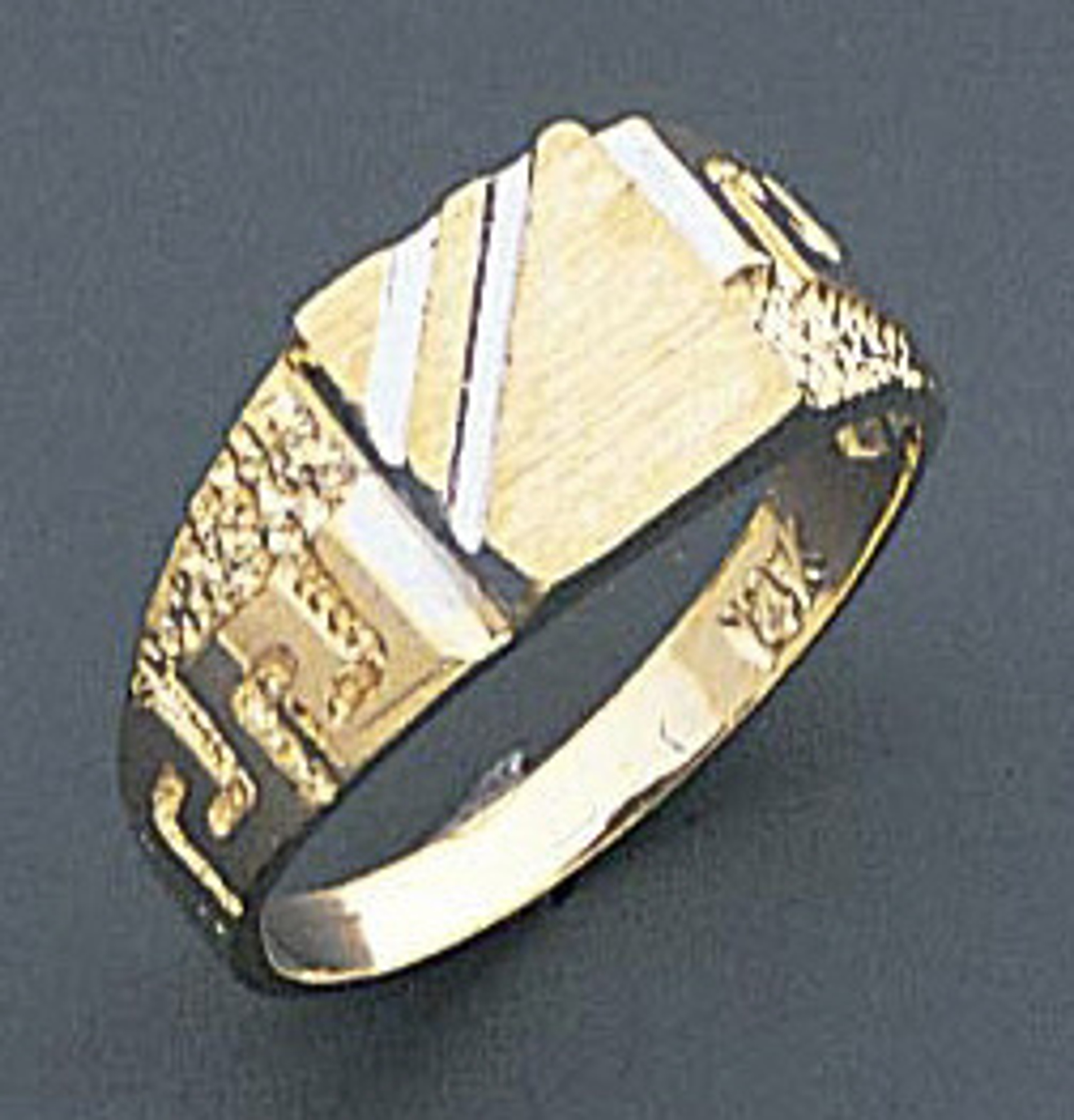 14k Gold Two-tone 7mm Children Square Flat-top Signet Ring 14k Gold Two-tone 7mm Children Square Flat-top Signet Ring
