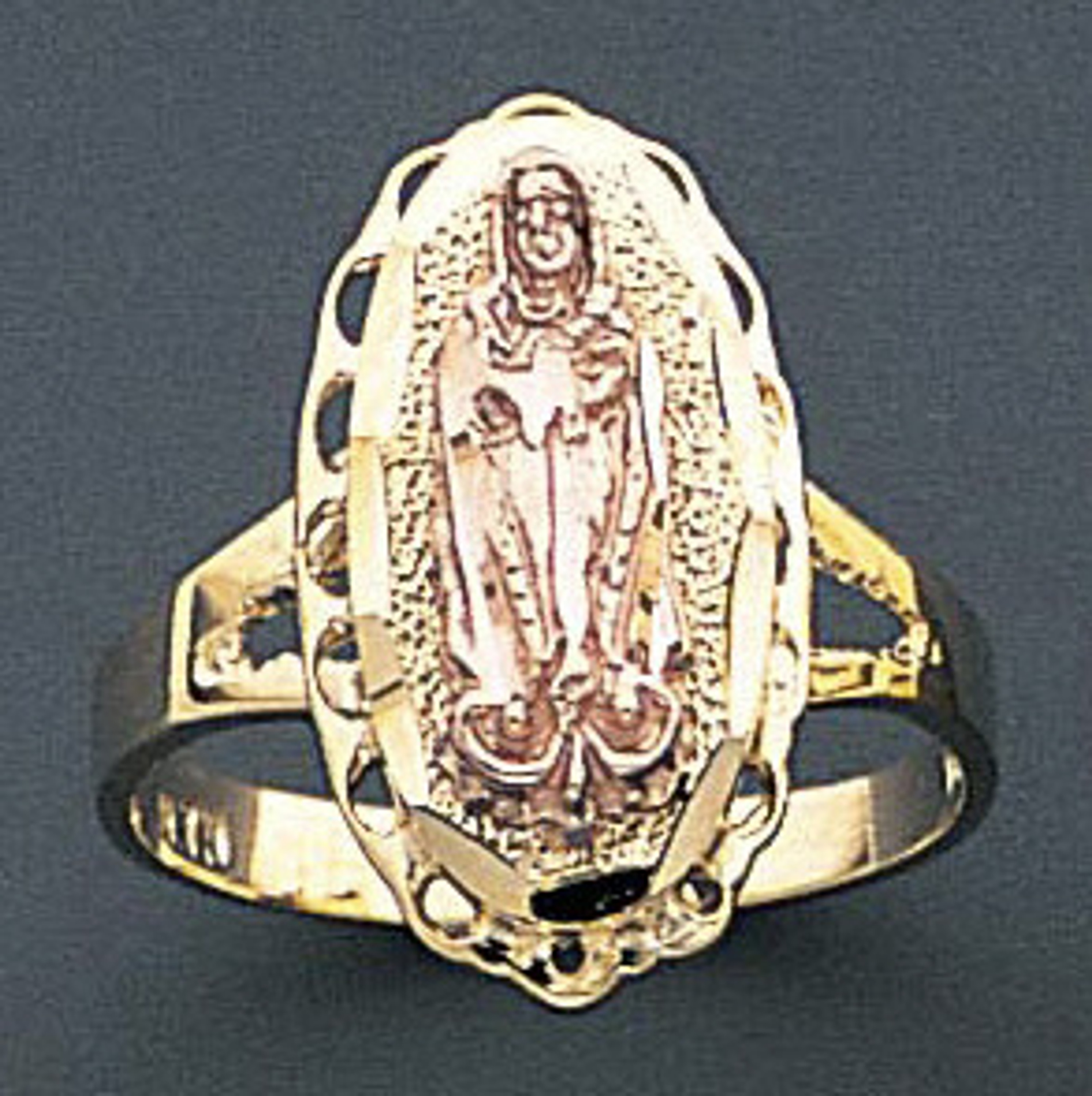 14k Gold Ladies Tri-color 19mm Virgin Mary Ring 14k Gold Ladies Tri-color 19mm Virgin Mary Ring