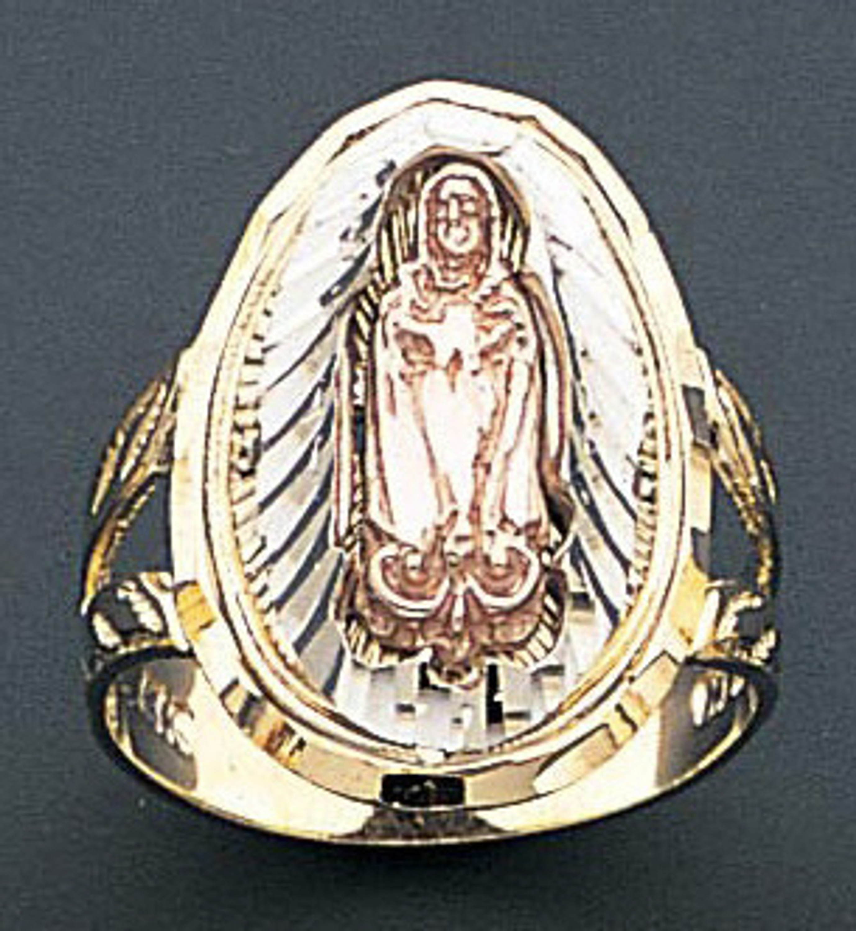 14k Gold Ladies Tri-color 21mm Virgin Mary Ring 14k Gold Ladies Tri-color 21mm Virgin Mary Ring