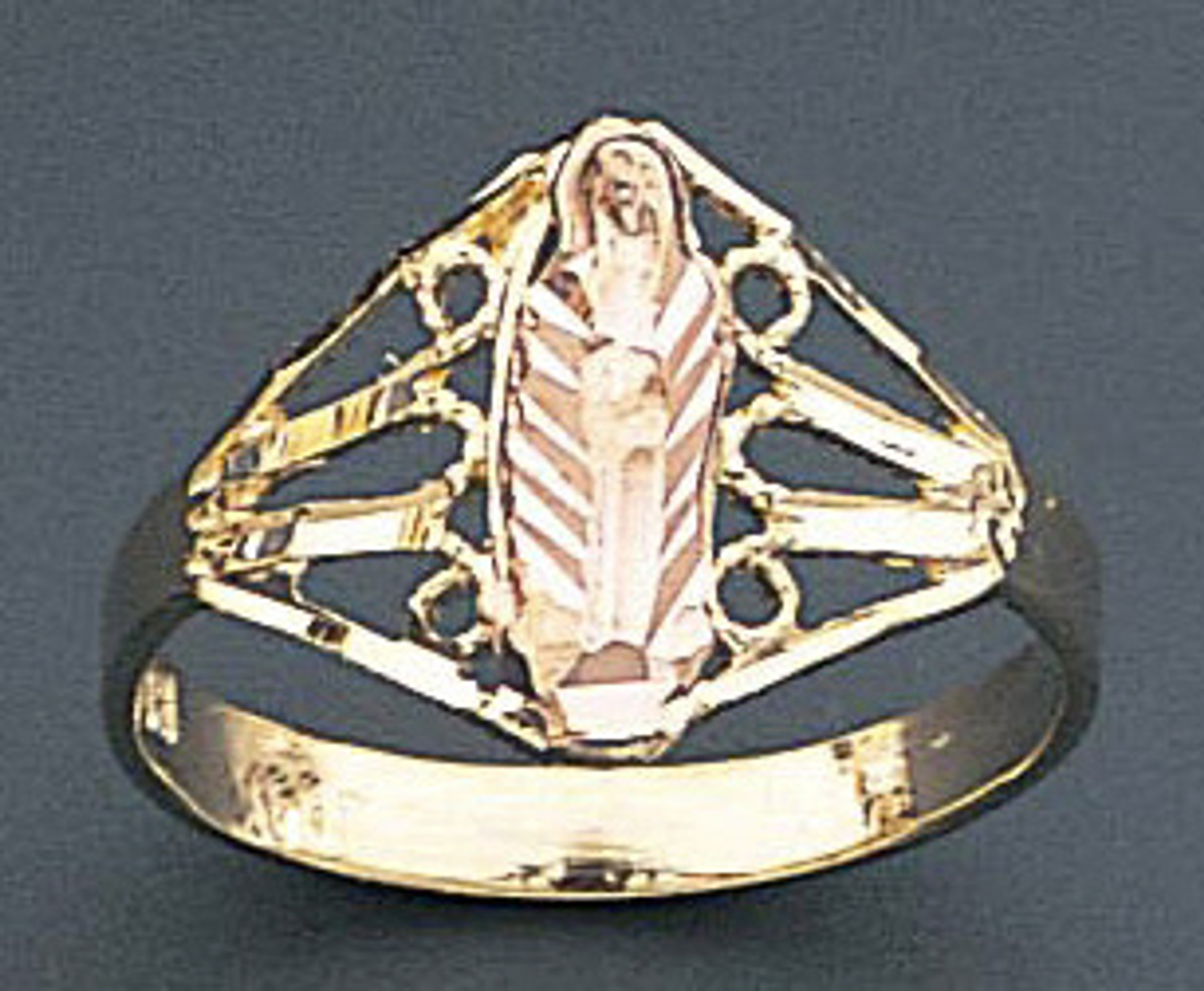 14k Gold Ladies Tri-color 13mm Virgin Mary Ring 14k Gold Ladies Tri-color 13mm Virgin Mary Ring
