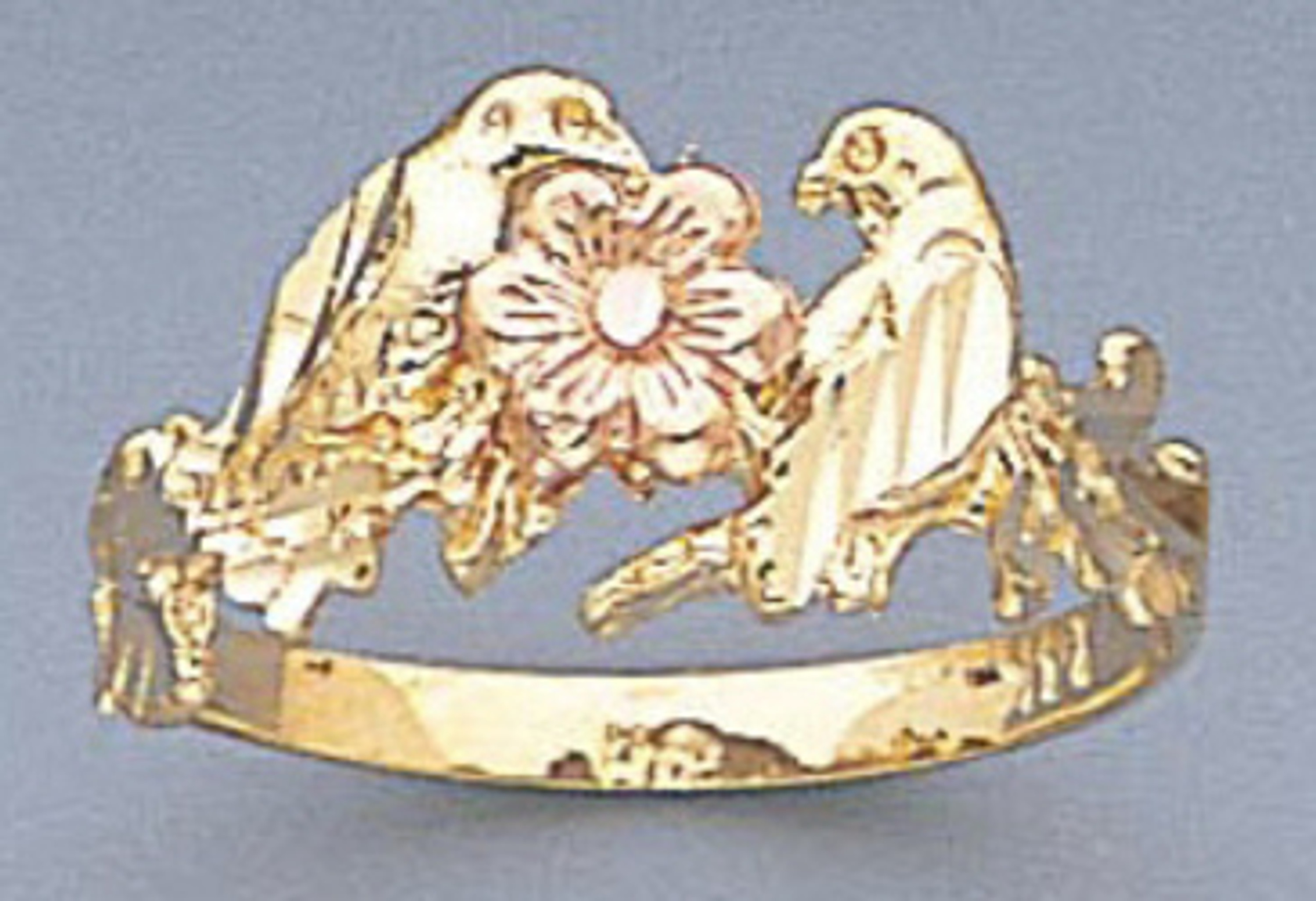 14k Gold 10mm Ladies Tri-color Lovebirds Ring 14k Gold 10mm Ladies Tri-color Lovebirds Ring