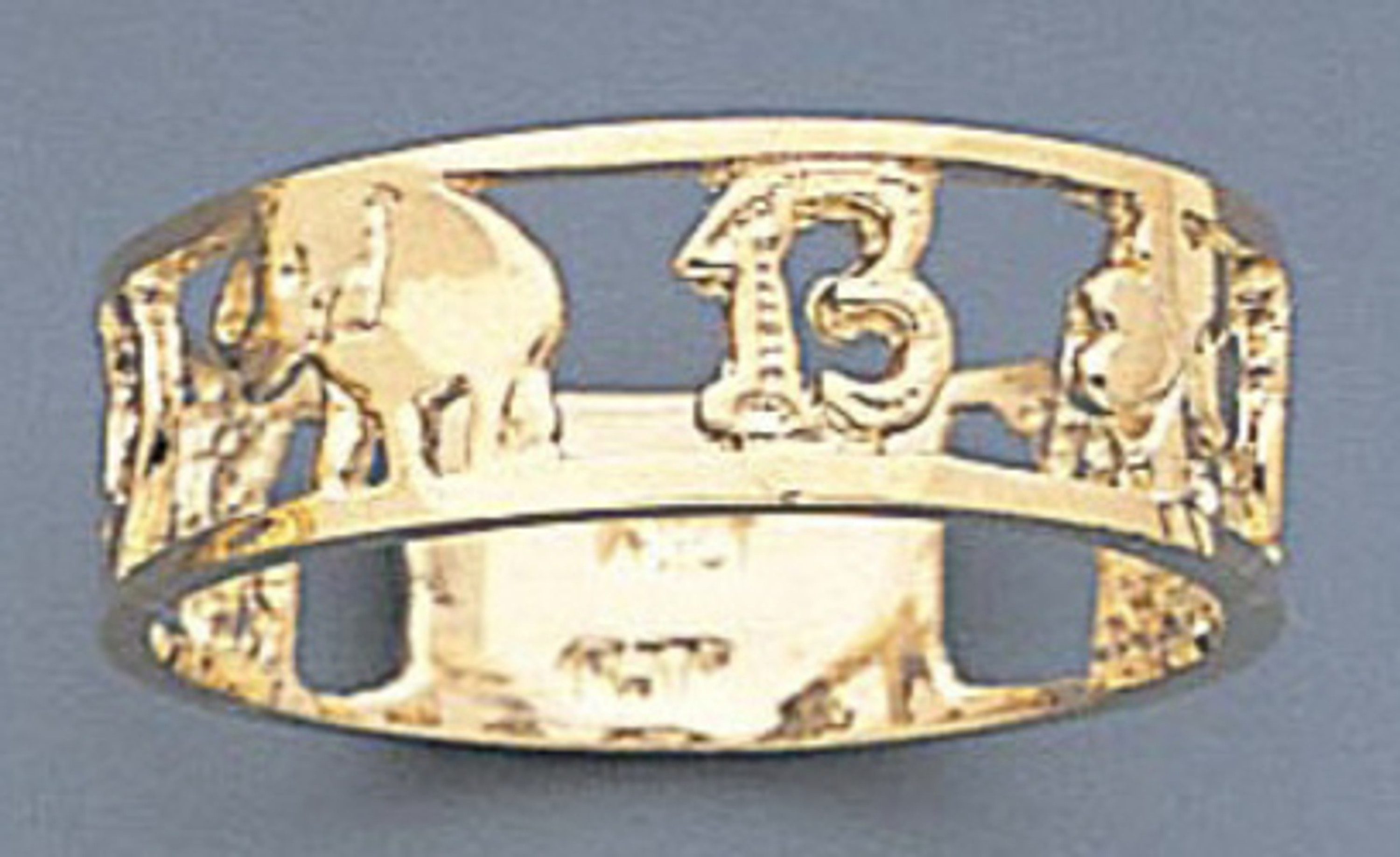 14k Gold Ladies Diamond Cut Good Luck Band Ring