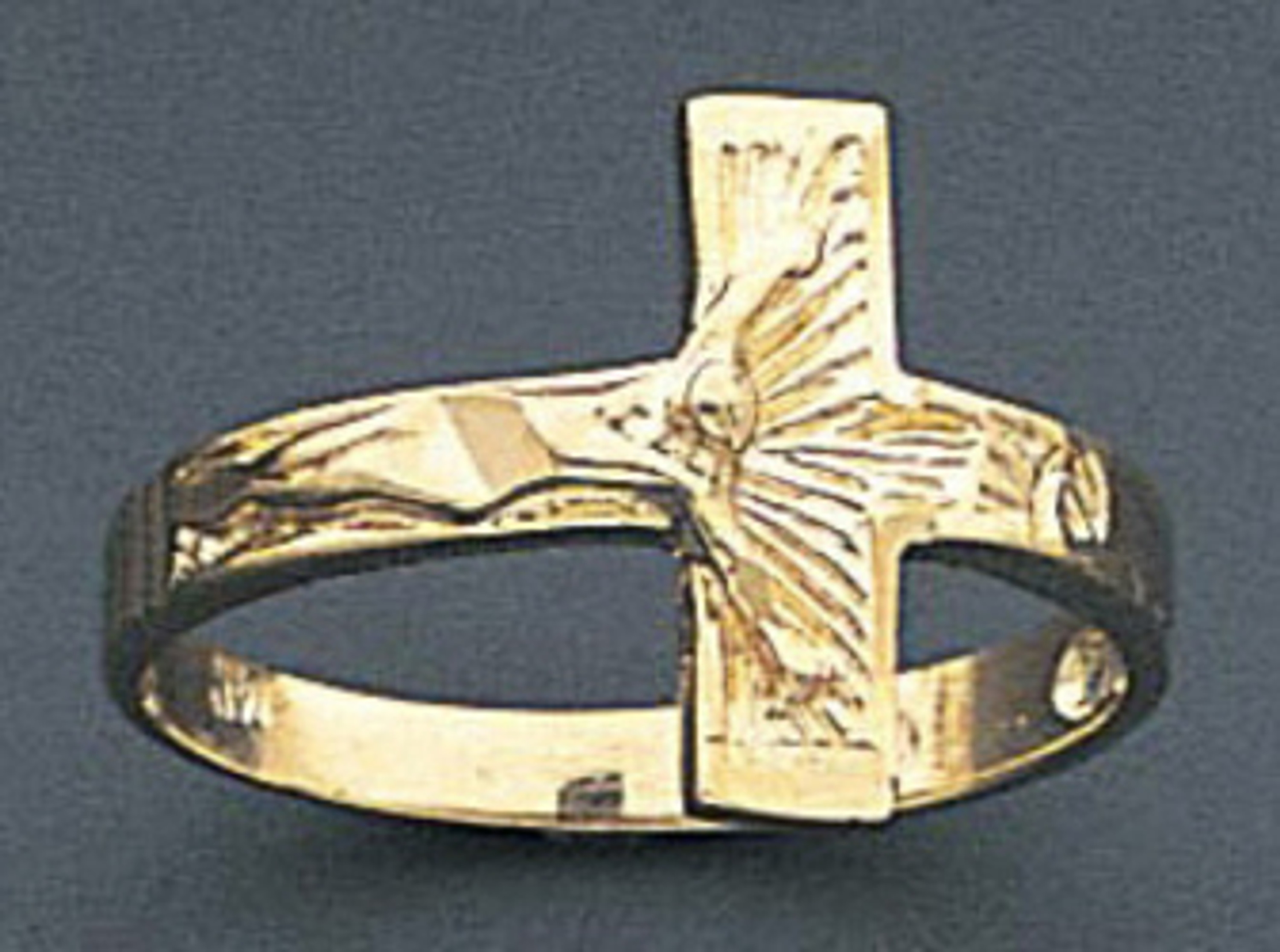 14k Gold 13mm Diamond Cut Cross With a Christ Ring 14k Gold 13mm Diamond Cut Cross With a Christ Ring